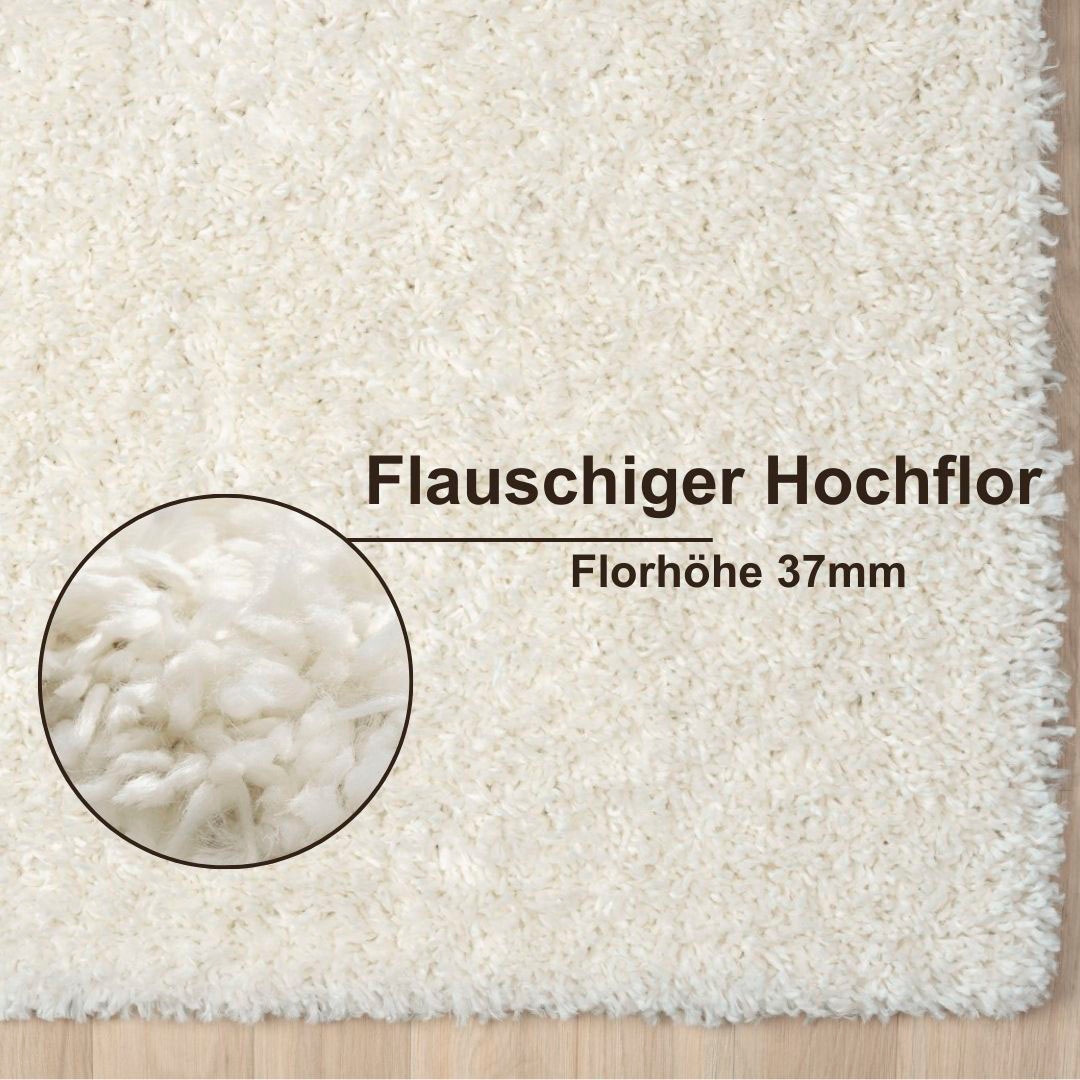 my home Hochflor-Bettumrandung »Banji«, (3 tlg.), Uni Farben, weich und flauschig, auch als Läufer & in rund erhältlich