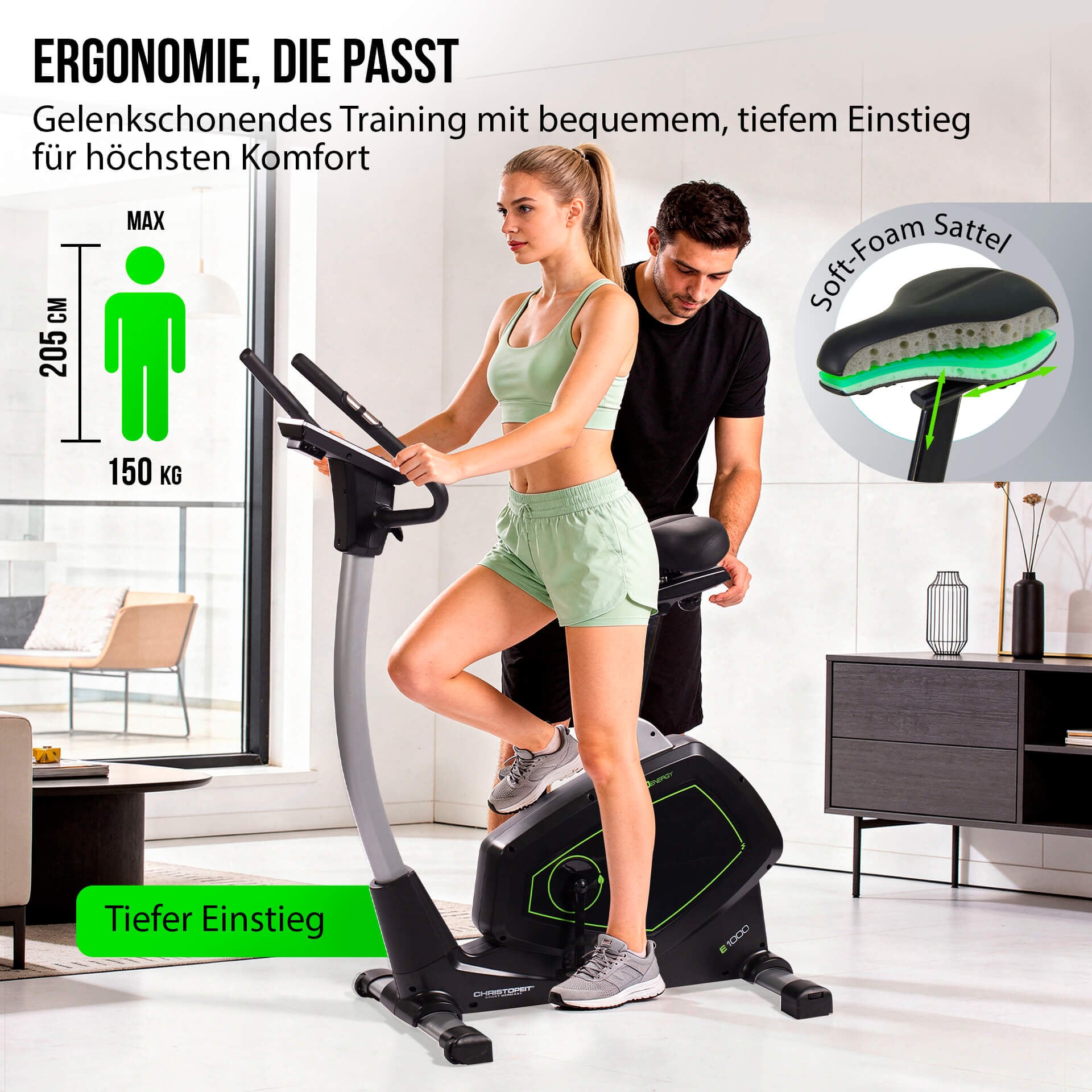 Christopeit Sport® Ergometer »Eco 1000« 150 kg max. Benutzergewicht, Fahrrad, 24 Widerstandsstufen