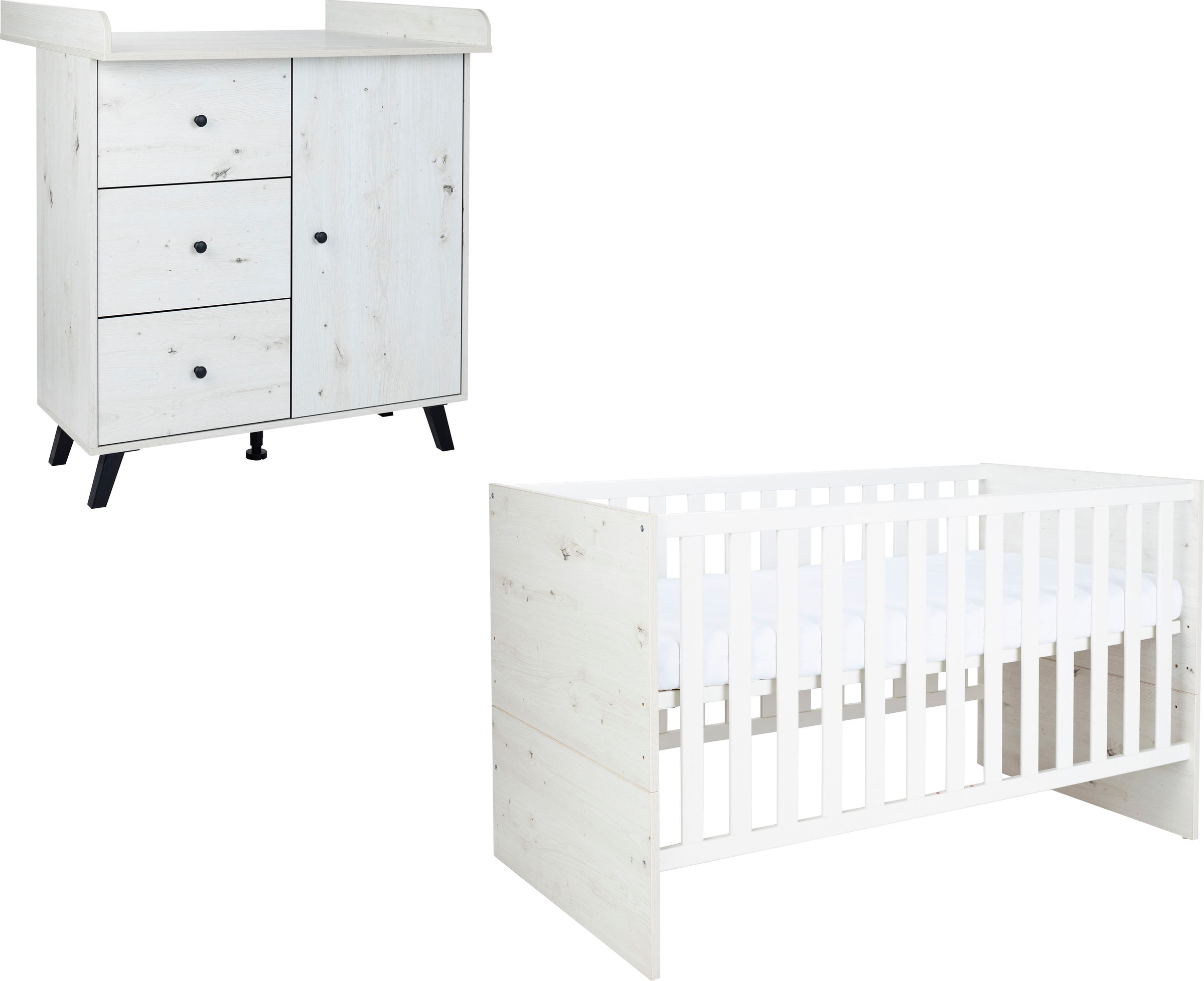 arthur berndt Babymöbel-Set »Babyzimmer Set »Lavea« 2-teilig«, (Spar-Set, Babymöbel-Set »Lavea« bestehend aus Kinderbett und Wickelkommode)