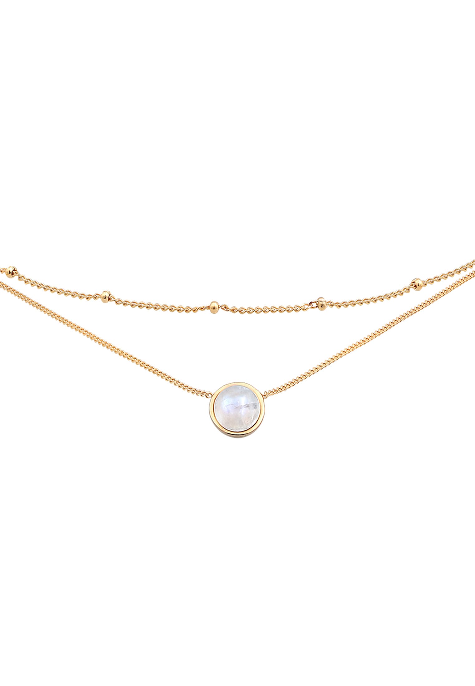 Elli Silberkette »Halskette Choker Layer Mondstein Kugelkette 925 Silber«