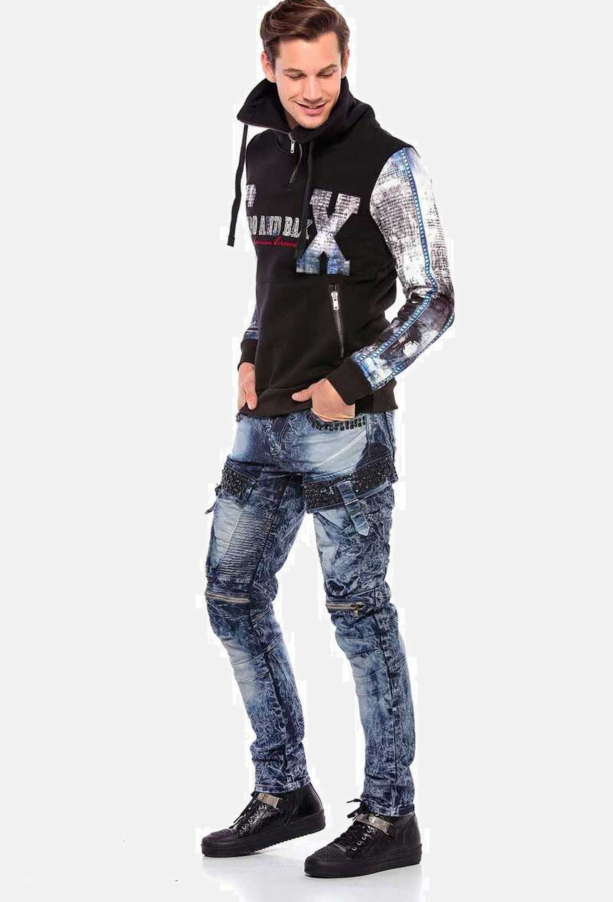 Cipo & Baxx Bikerjeans »Cipo & Baxx Jeans« Mit Ripp-Details, CD494