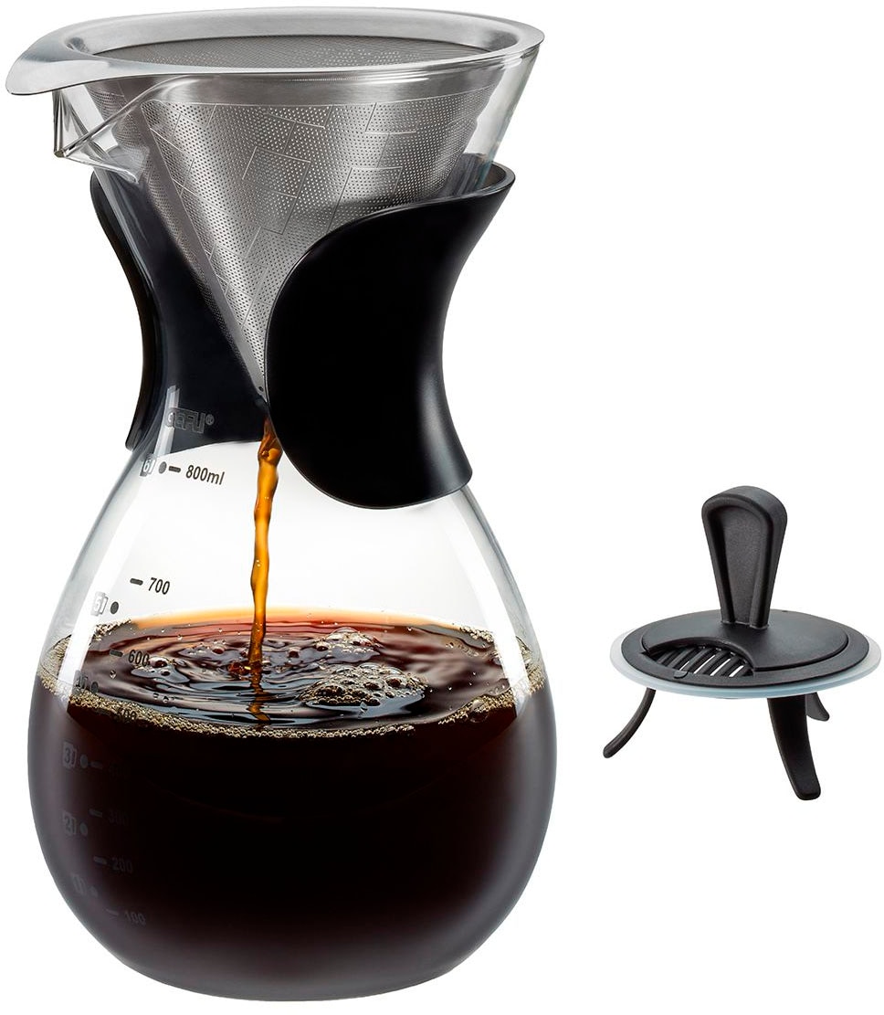 Gefu Kaffeebereiter »BUTIO« 0,8 l Kaffeekanne Edelstahlfilter, hitzebeständiges Glas, 800 ml, kompaktes Design in farblos