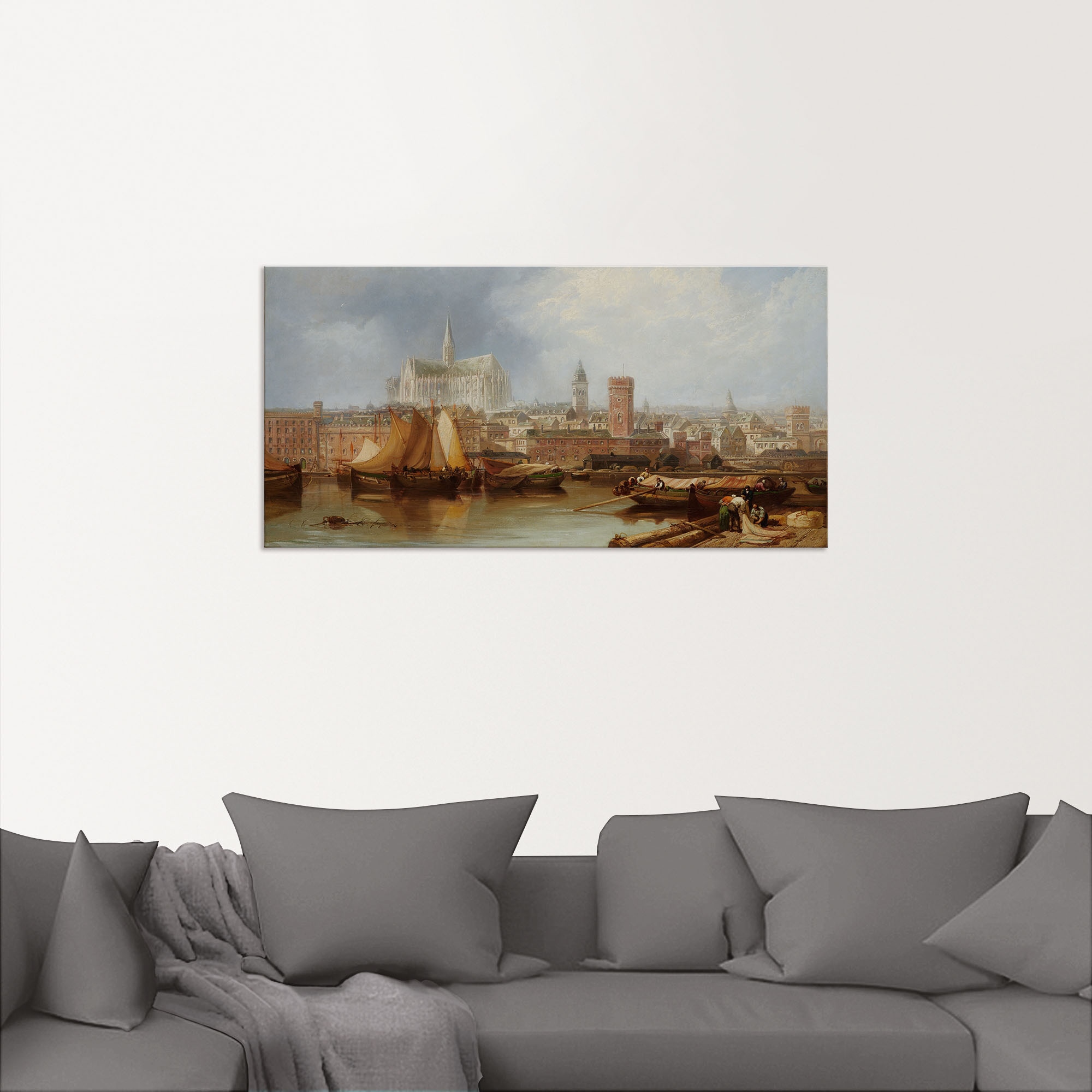 Artland Wandbild »Ansicht von Köln, unvollendeter Dom«, Bilder von Booten & Schiffen, (1 St.), als Alubild, Outdoorbild, Leinwandbild in verschied. Größen