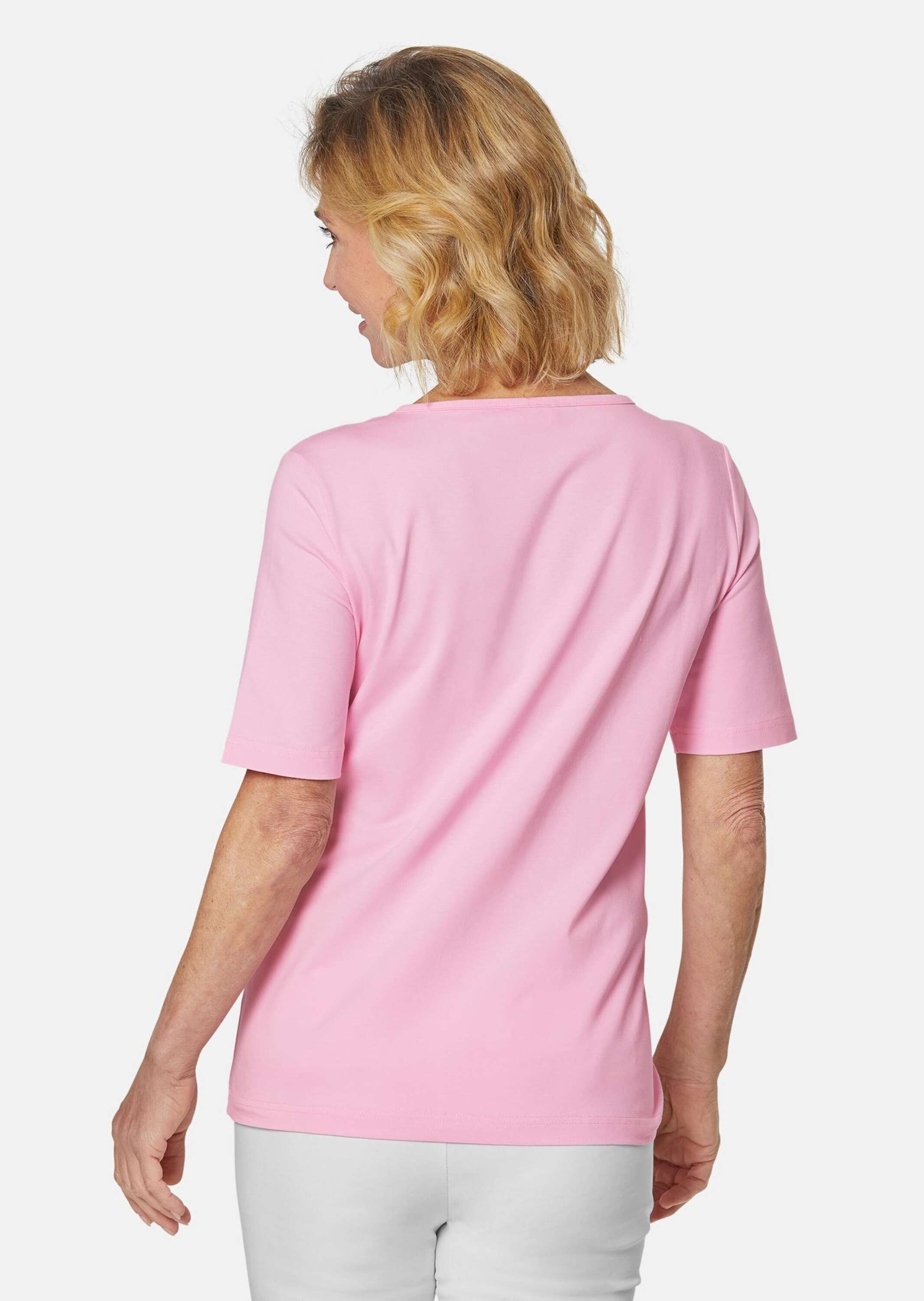 GOLDNER Langarm-Poloshirt »T-Shirt mit charmantem Ausschnitt und Schmucksteinchen«