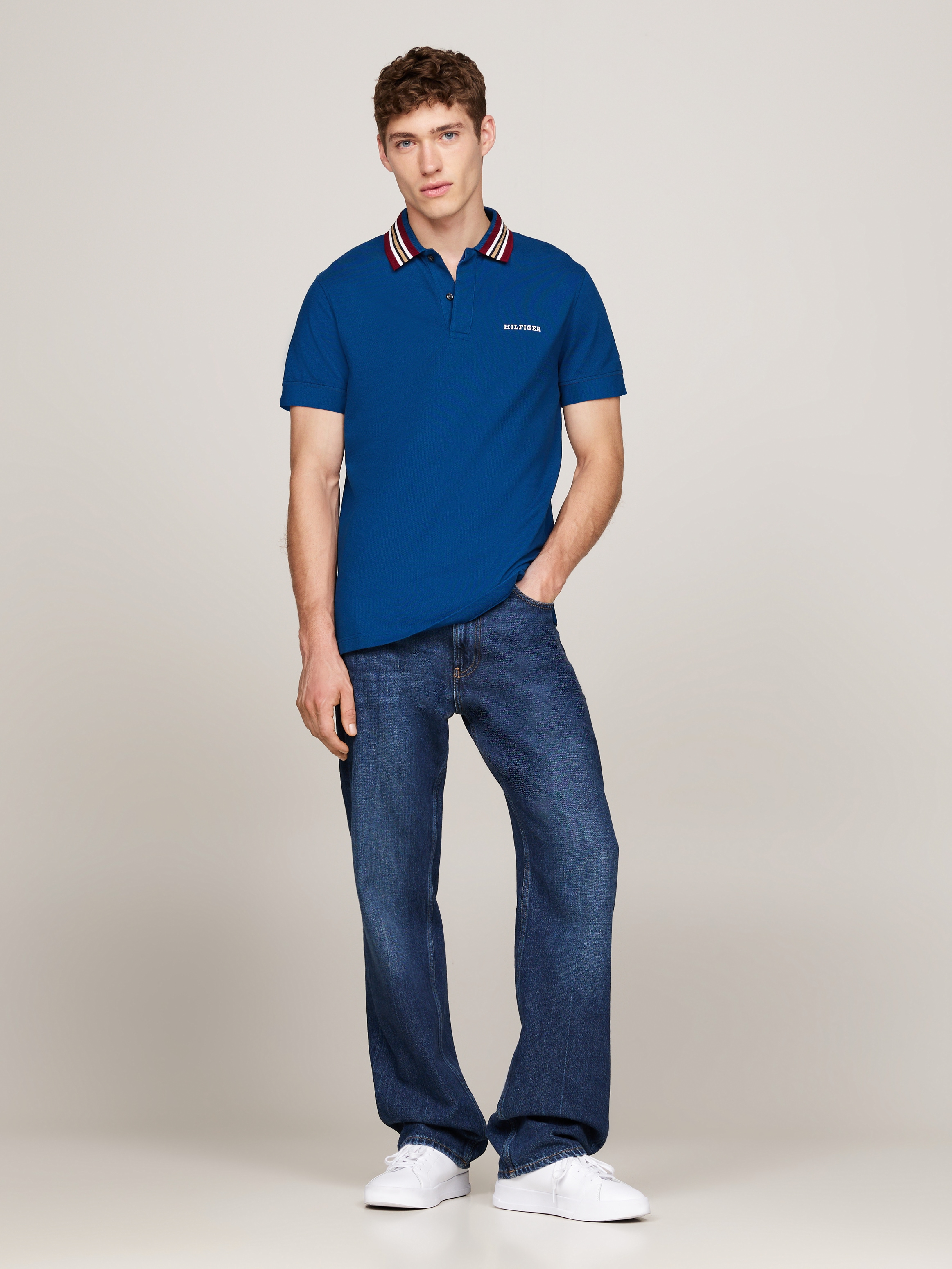 Tommy Hilfiger Poloshirt »GIFTING POLO RWB COLLAR REG POLO«, Streifen an Kragen und Bündchen