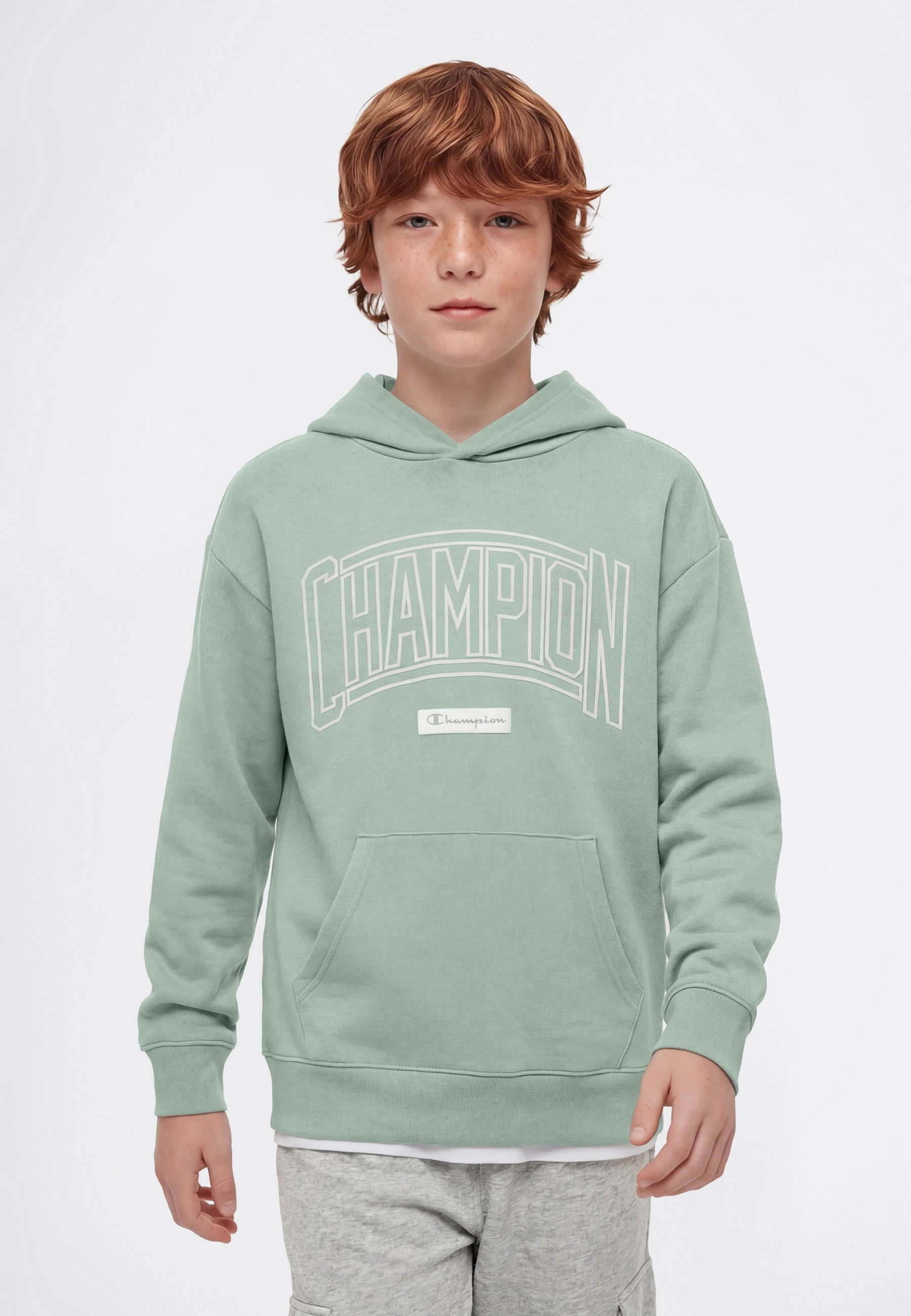 Champion Kapuzensweatshirt »COLLEGE Terry Hoodie Large Logo«, für Kinder, mit Kapuze, sportlicher Stil, weiches Material
