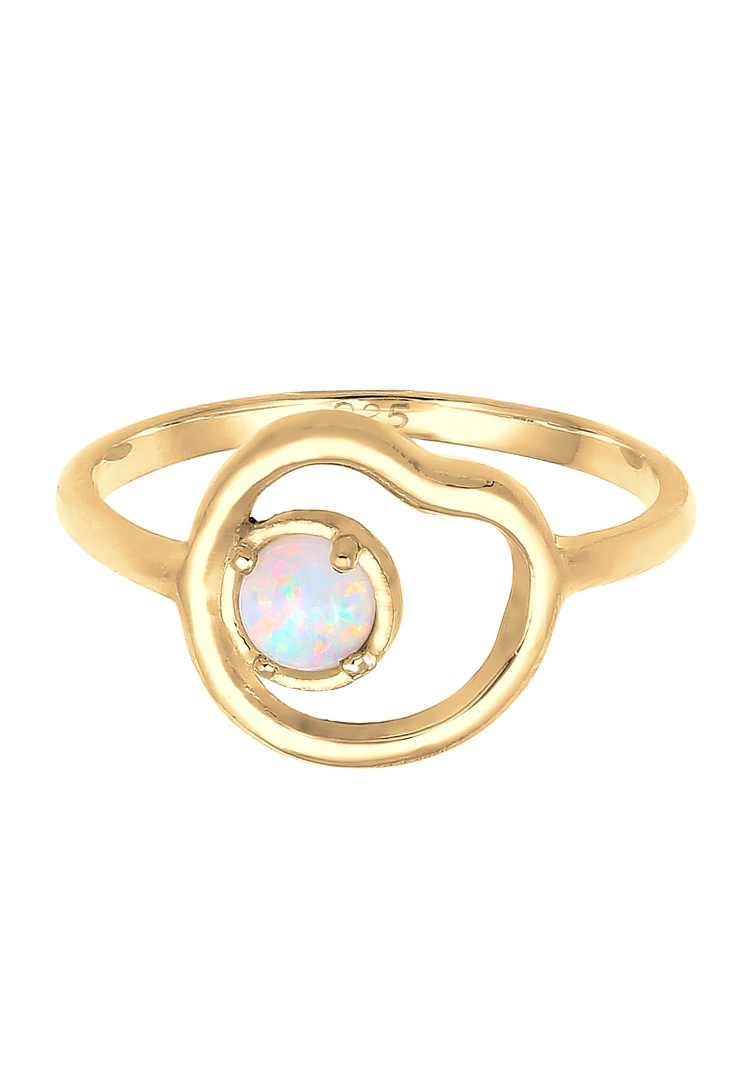 Elli Silberring »Ring Synthetischer Opal 925 Sterling Silber vergodlet«