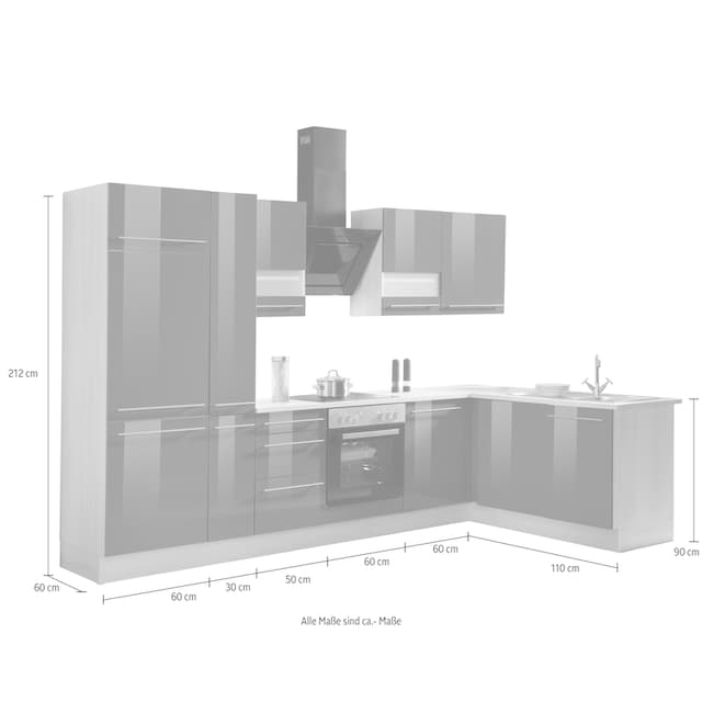 OPTIFIT Winkelküche »Bern«, Stellbreite 315x175 cm,wahlweise mit E-Geräten,höhenverstellb.Füße  kaufen online bei OTTO