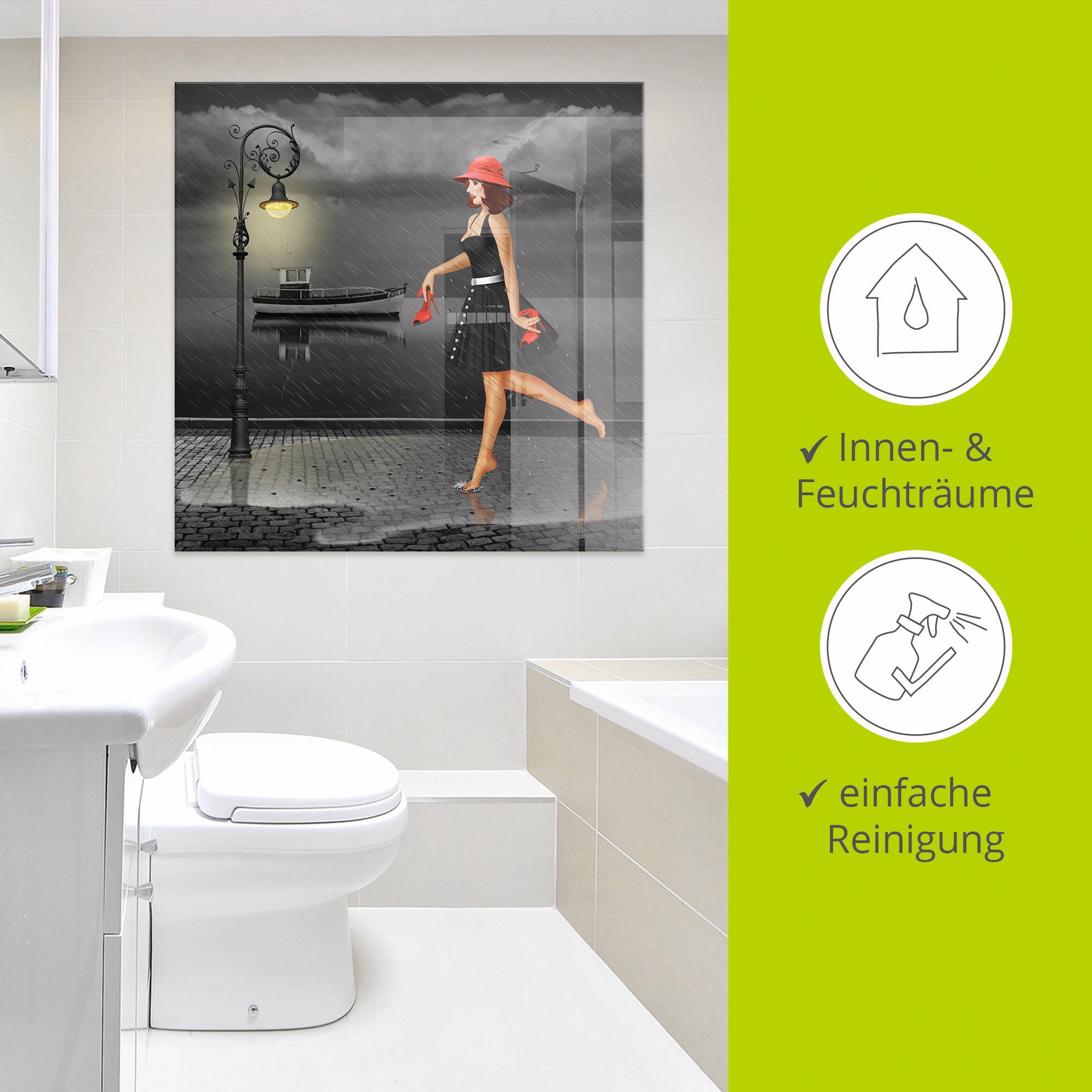 Artland Glasbild »Tanzen im Regen«, Frau, (1 St.), in verschiedenen Größen
