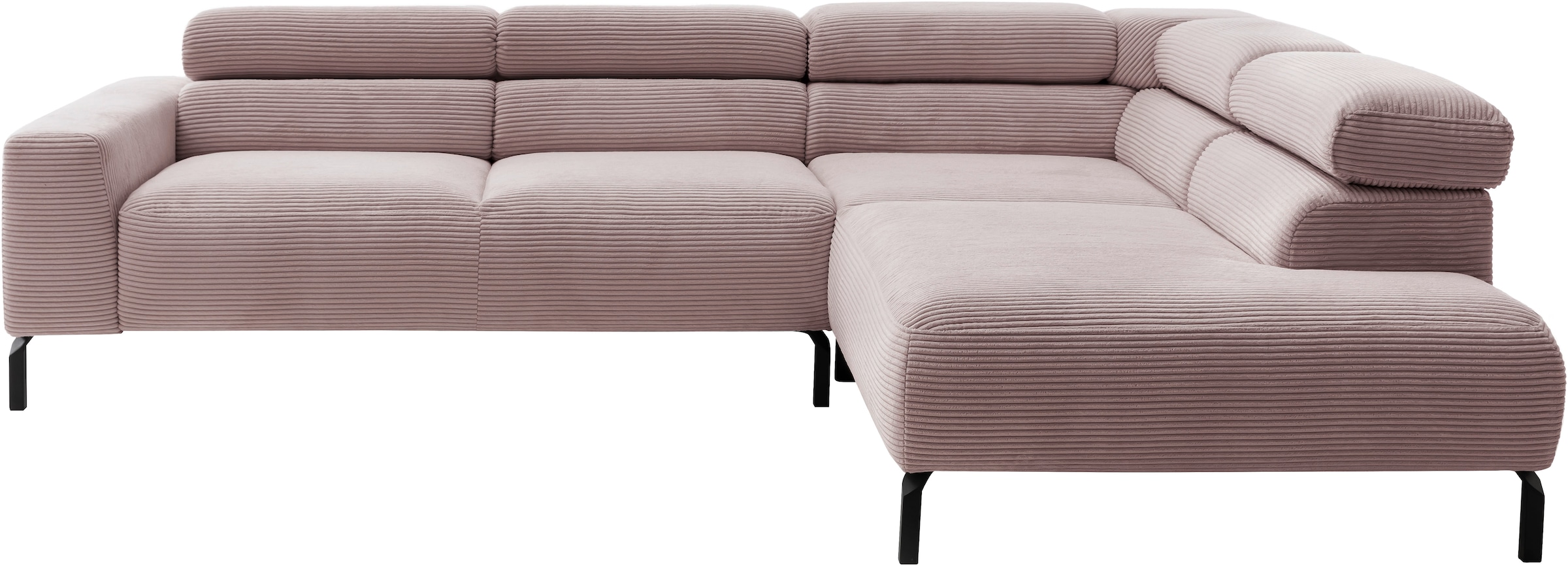 Home affaire Ecksofa »Antonelli, L-Form,  inkl. Kopfteilverstellung, Breite 276 cm« ohne Sitztiefenverstellung, in Cord, rosé