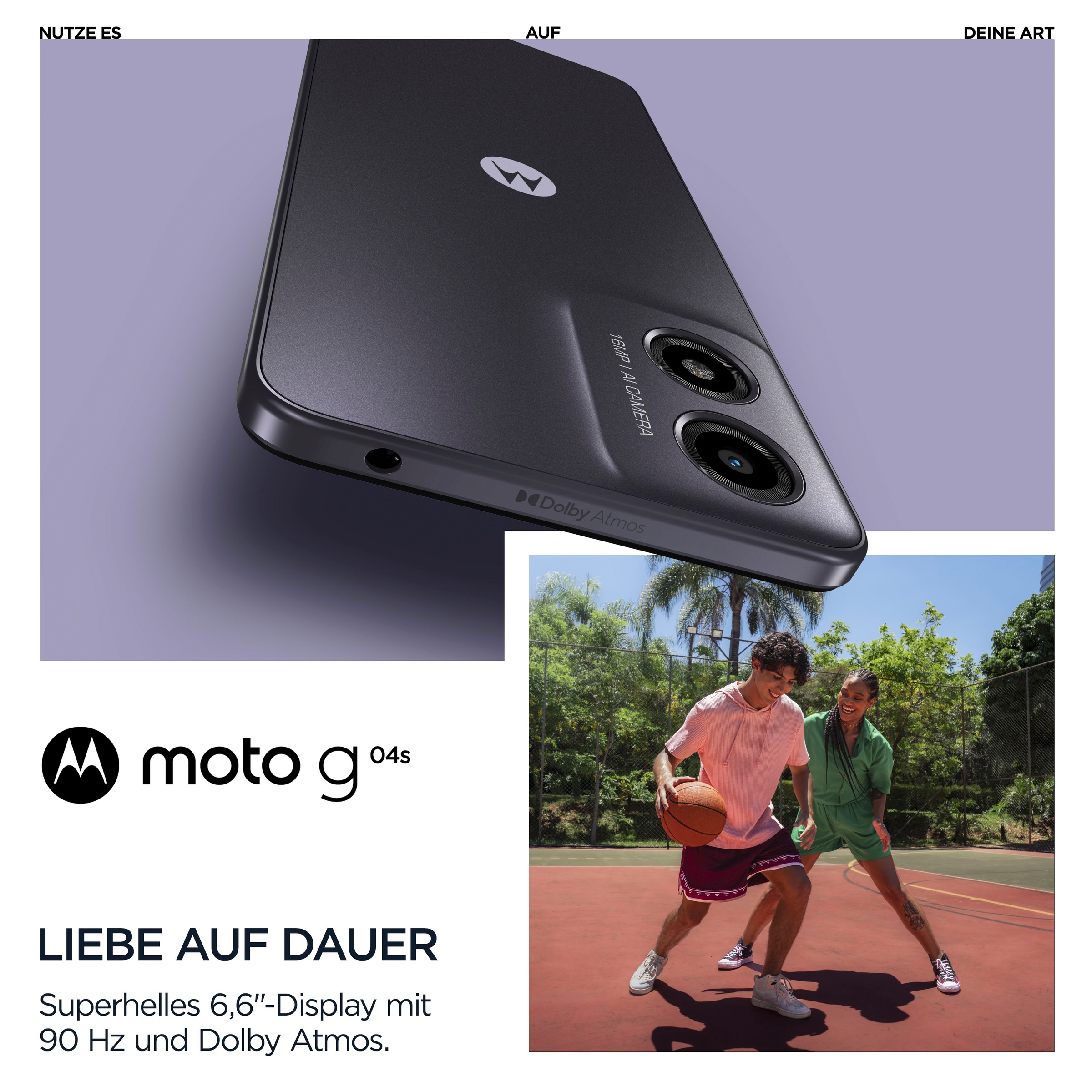 Motorola Smartphone »moto G04s 64GB«, Concord Schwarz, 16,67 cm/6,6 Zoll, 64 GB Speicherplatz, 50 MP Kamera