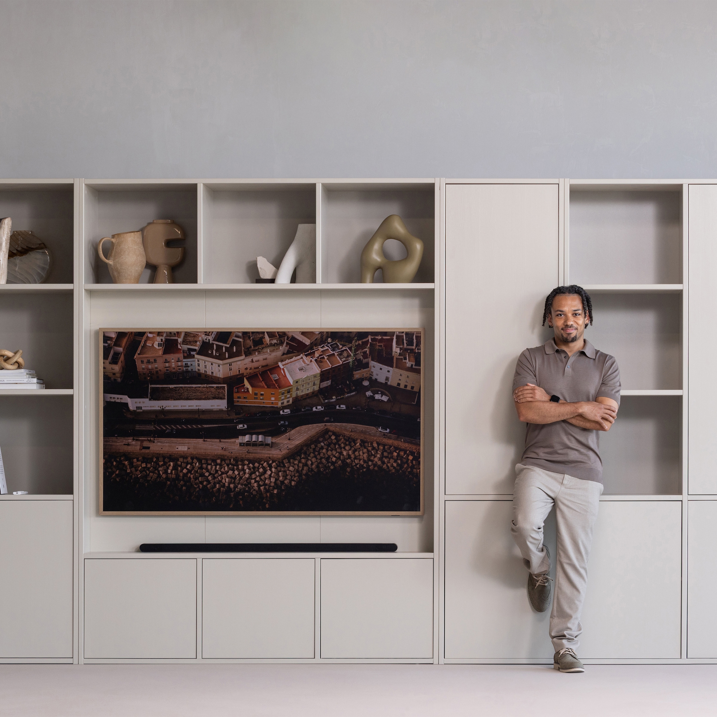 WOOOD Wohnwand »Meggy FSC®-Kiefernholz mit Druckmechanismus B 160 x D 40 x H 215 cm«