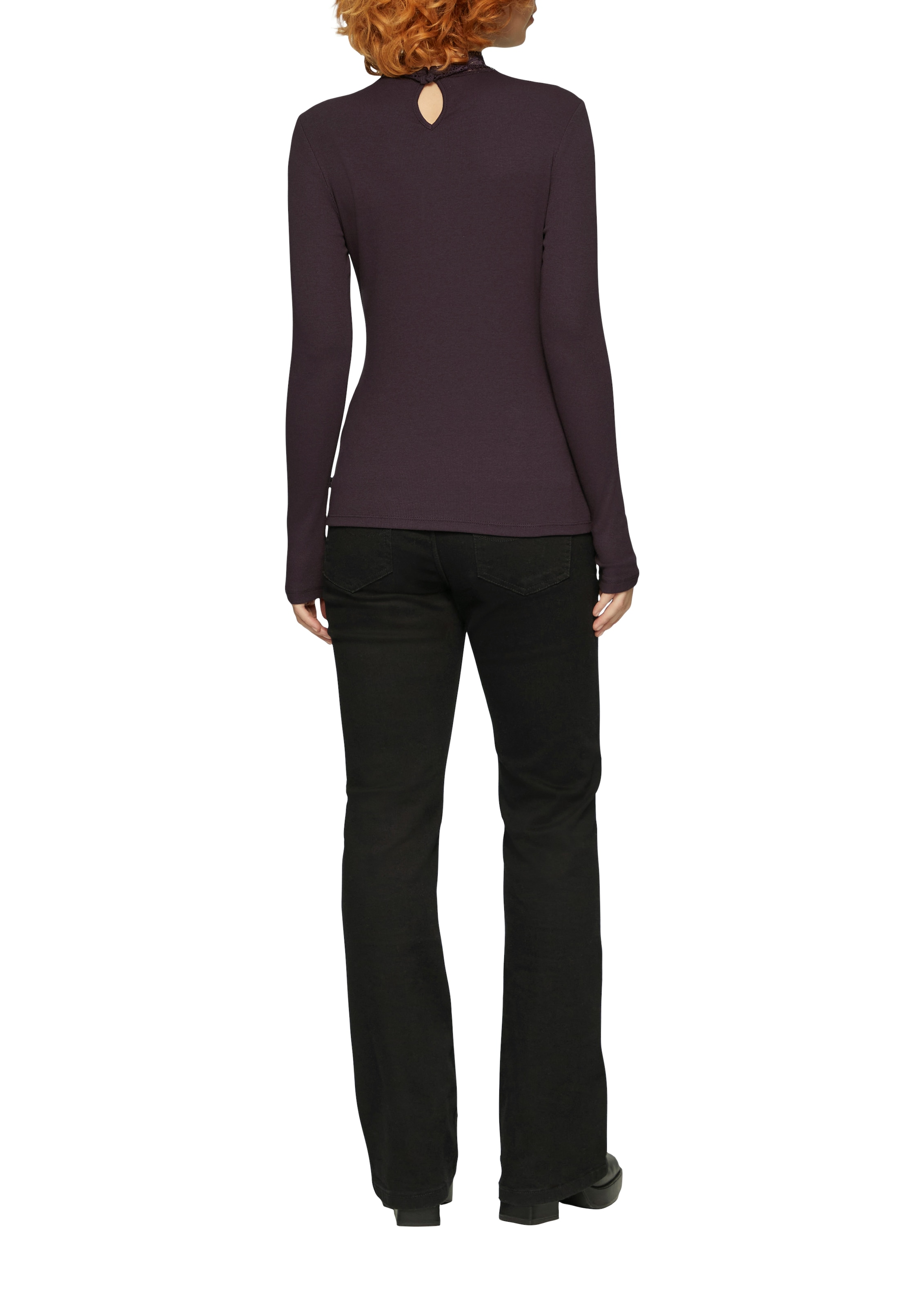 QS Langarmshirt, mit Spitzeneinsatz