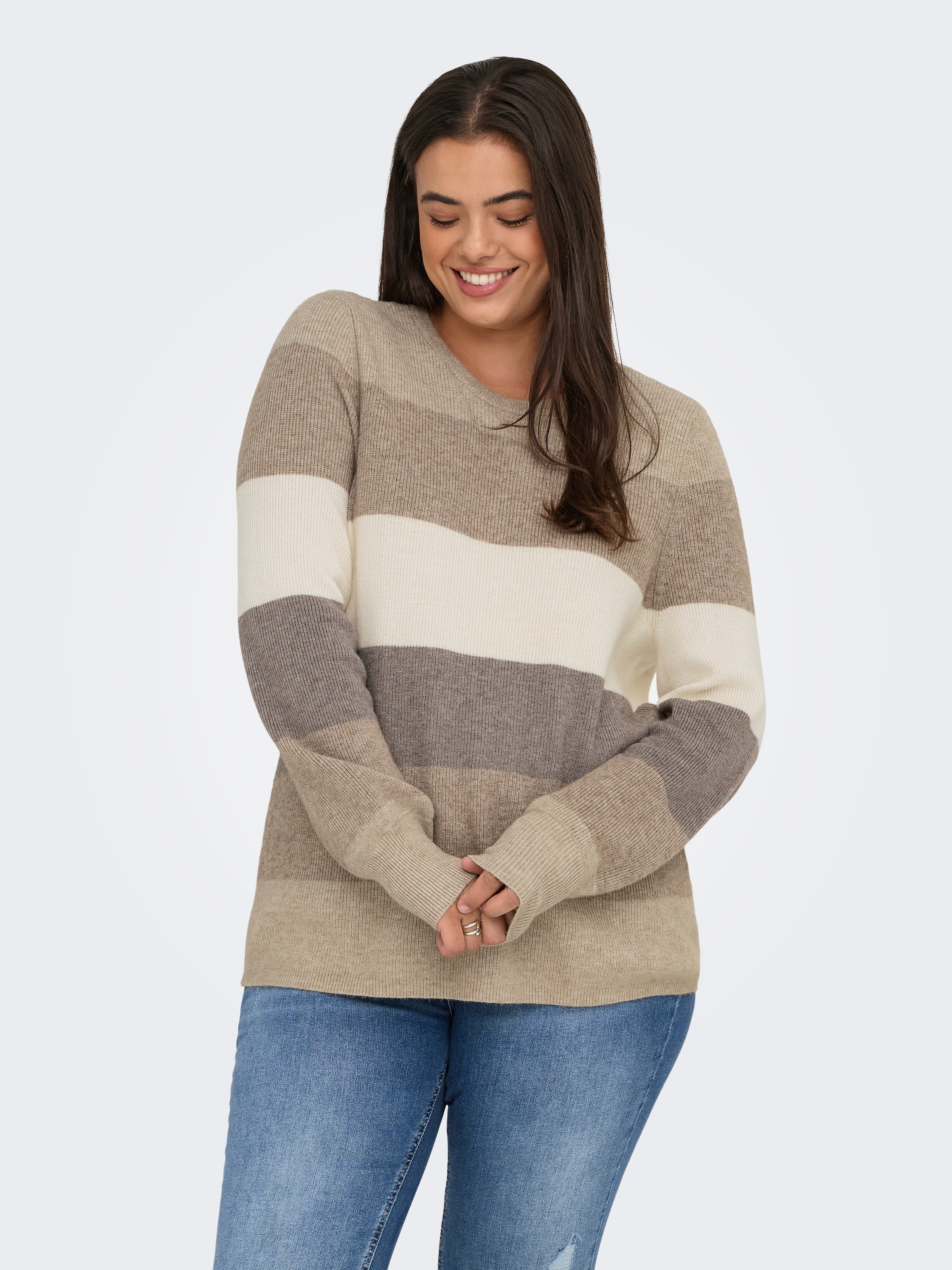 ONLY CARMAKOMA Strickpullover »CARNEW DARIA L/S STRIPE PULLOVER KNT«