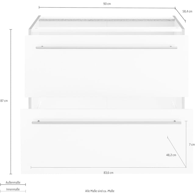 OPTIFIT Unterschrank »Bern«, 90 cm breit, mit 2 großen Auszügen für viel  Stauraum online bei OTTO