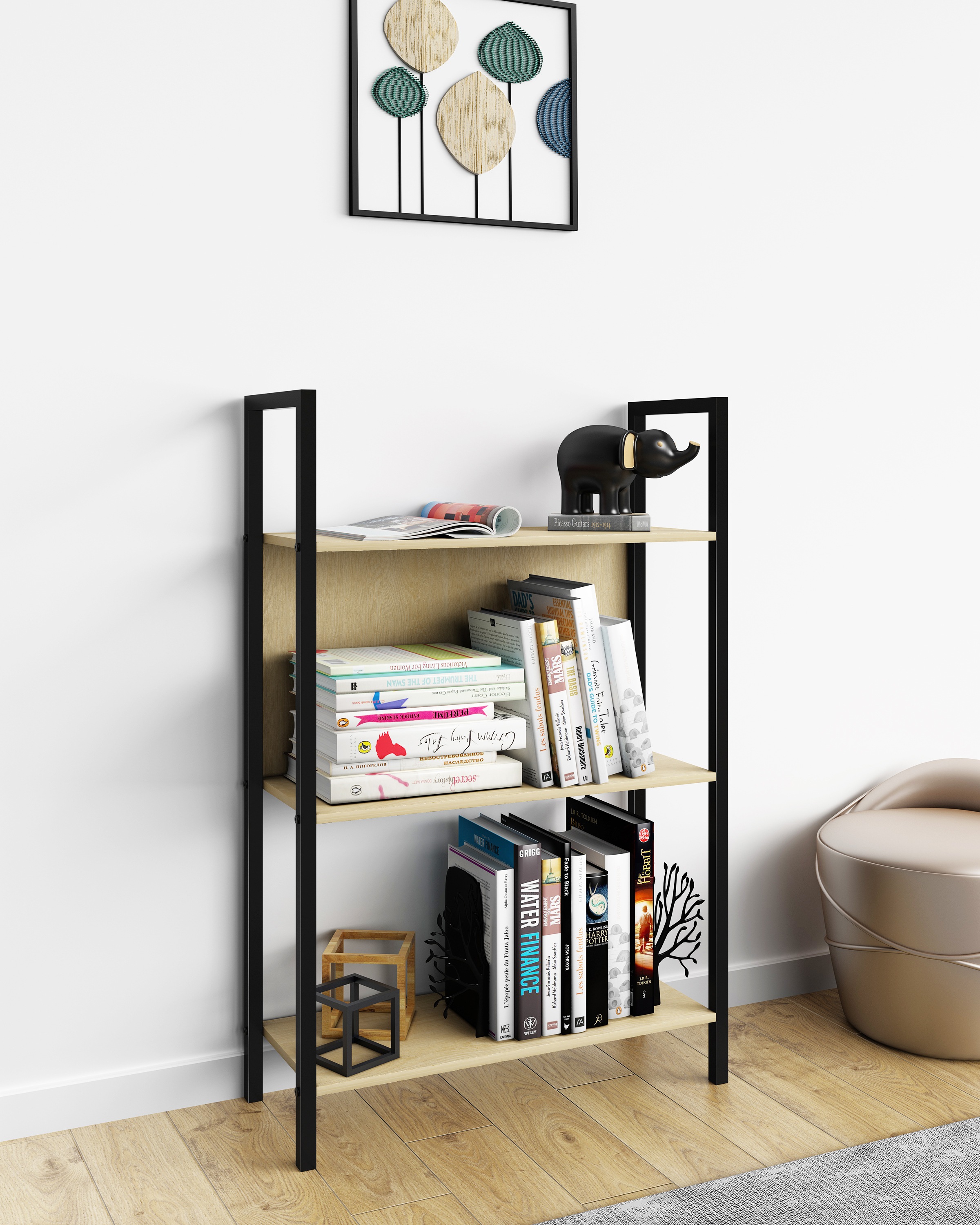 VCM Standregal »Holz Metall Stand Regal Büro Bücher Flakos 3fach«
