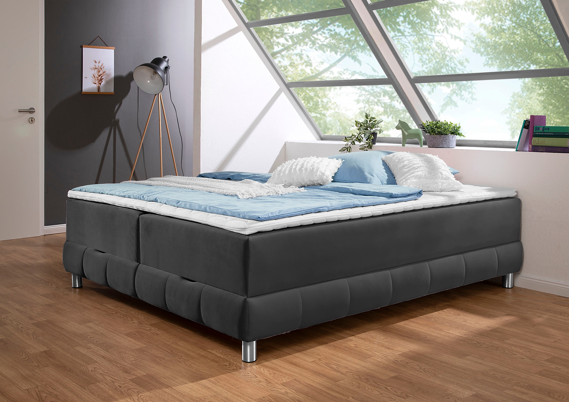 Home affaire Boxspringbett »Vaasa« für Dachschrägen geeignet, inkl. Bettkasten und Topper
