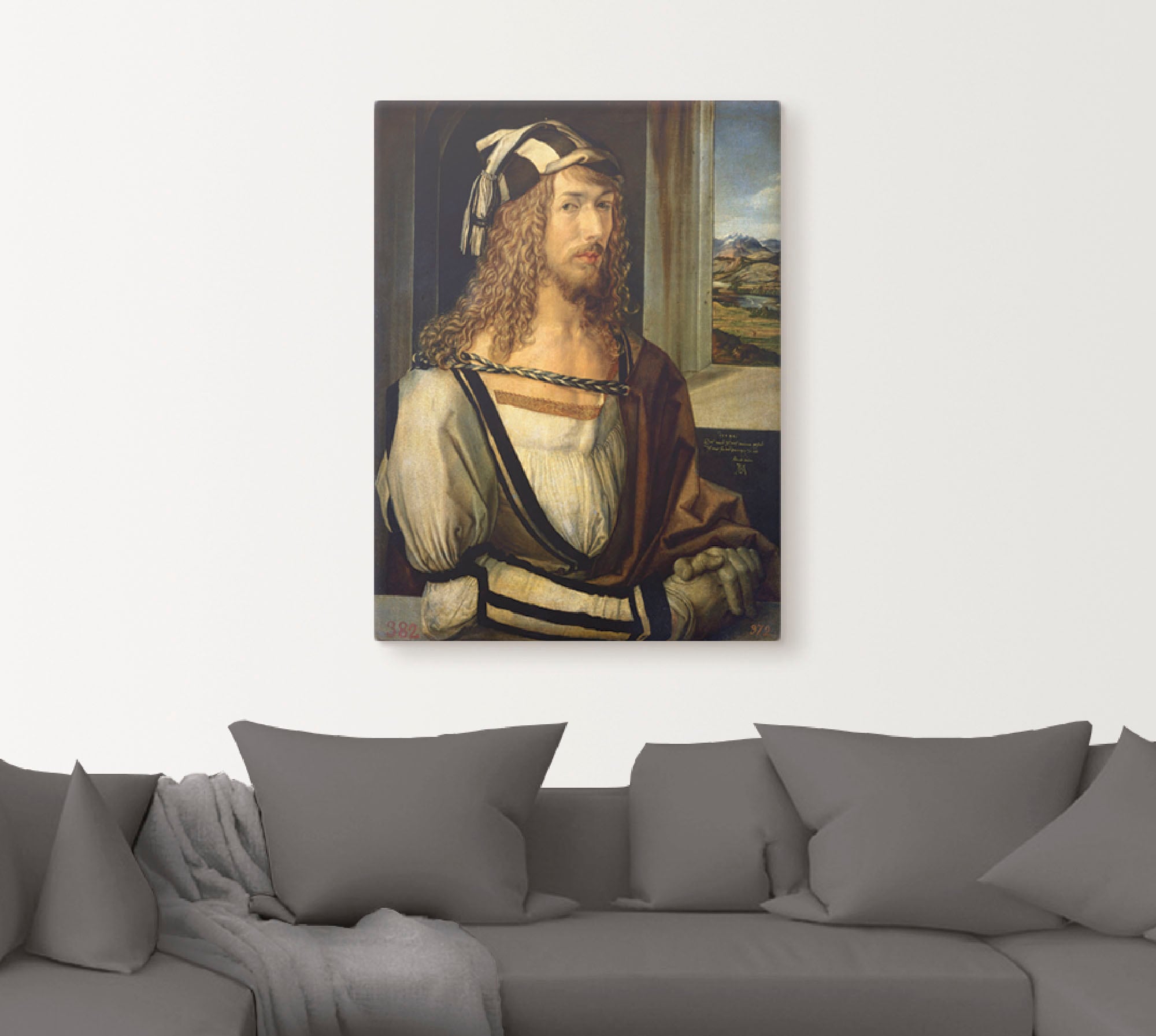 Artland Leinwandbild »Selbstbildnis mit Landschaft. 1498« Porträts 1 Stk. tlg. auf Holzrahmen gespannt