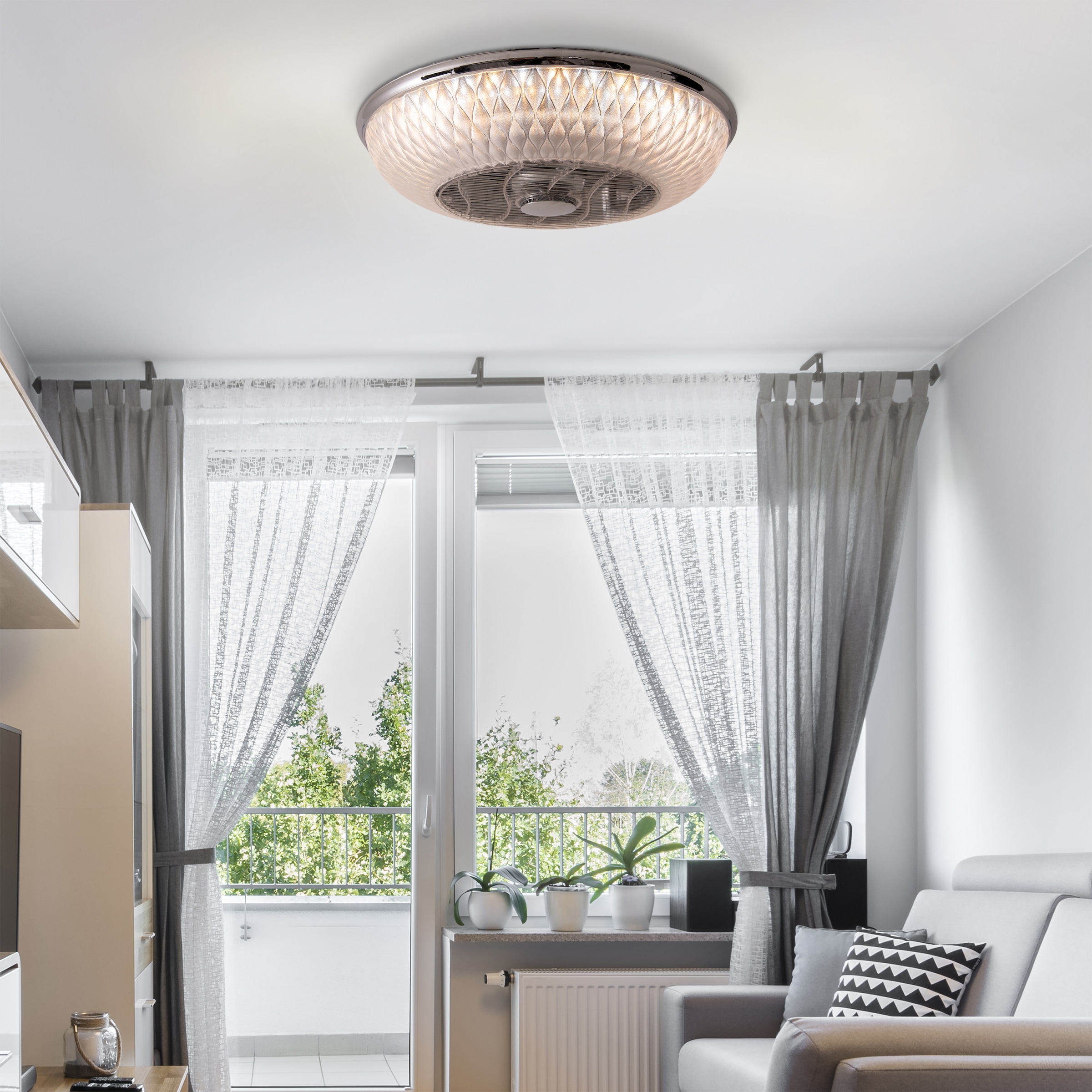 näve LED Deckenleuchte »Viento Deckenventilator«, 1 flammig, Deckenlampe, Ventilator, CCT, dimmbar, Fernbedienung, Batterien
