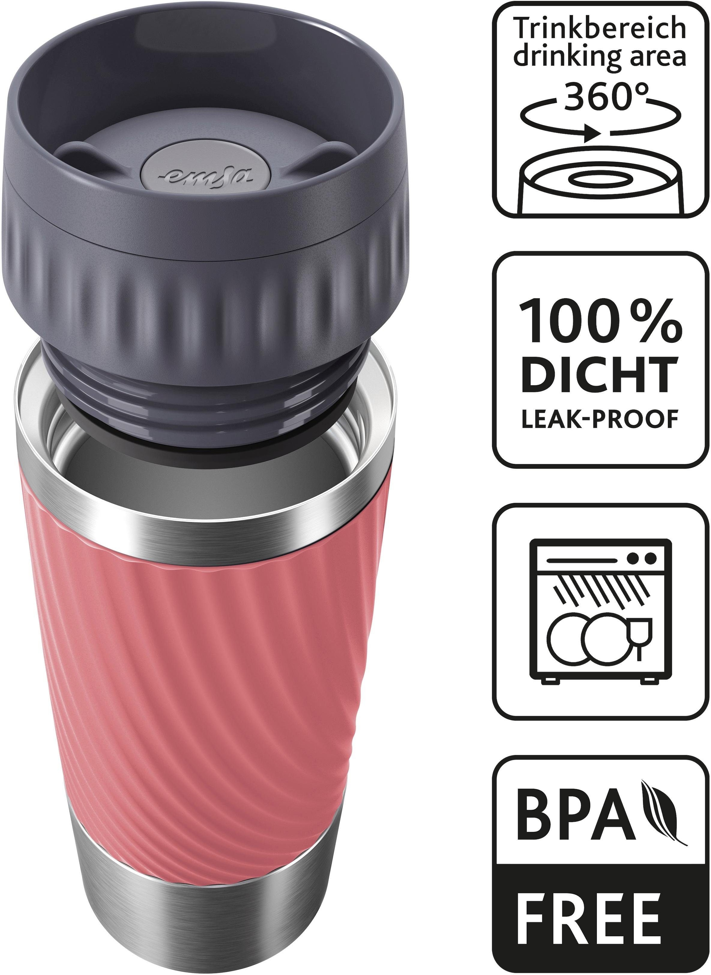 Emsa Thermobecher »Tavel Mug Easy OTTO Edelstahl, bestellen Twist«, online spülmaschinenfest,4h bei 360°Trinköffnung, 8h warm/ kalt 0,36L