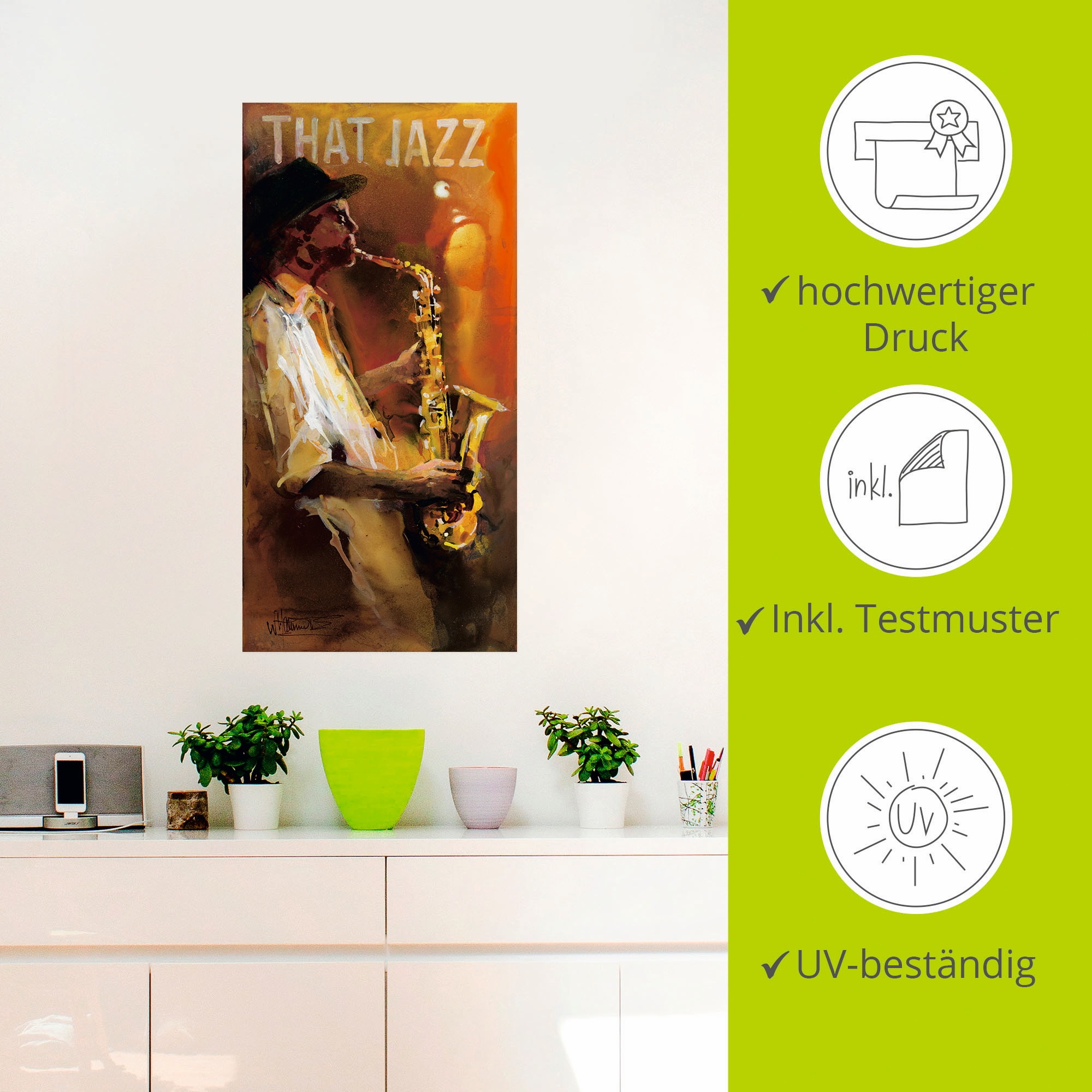 Artland Wandbild »Jazz«, Musiker, (1 St.), als Poster, Wandaufkleber in verschied. Größen