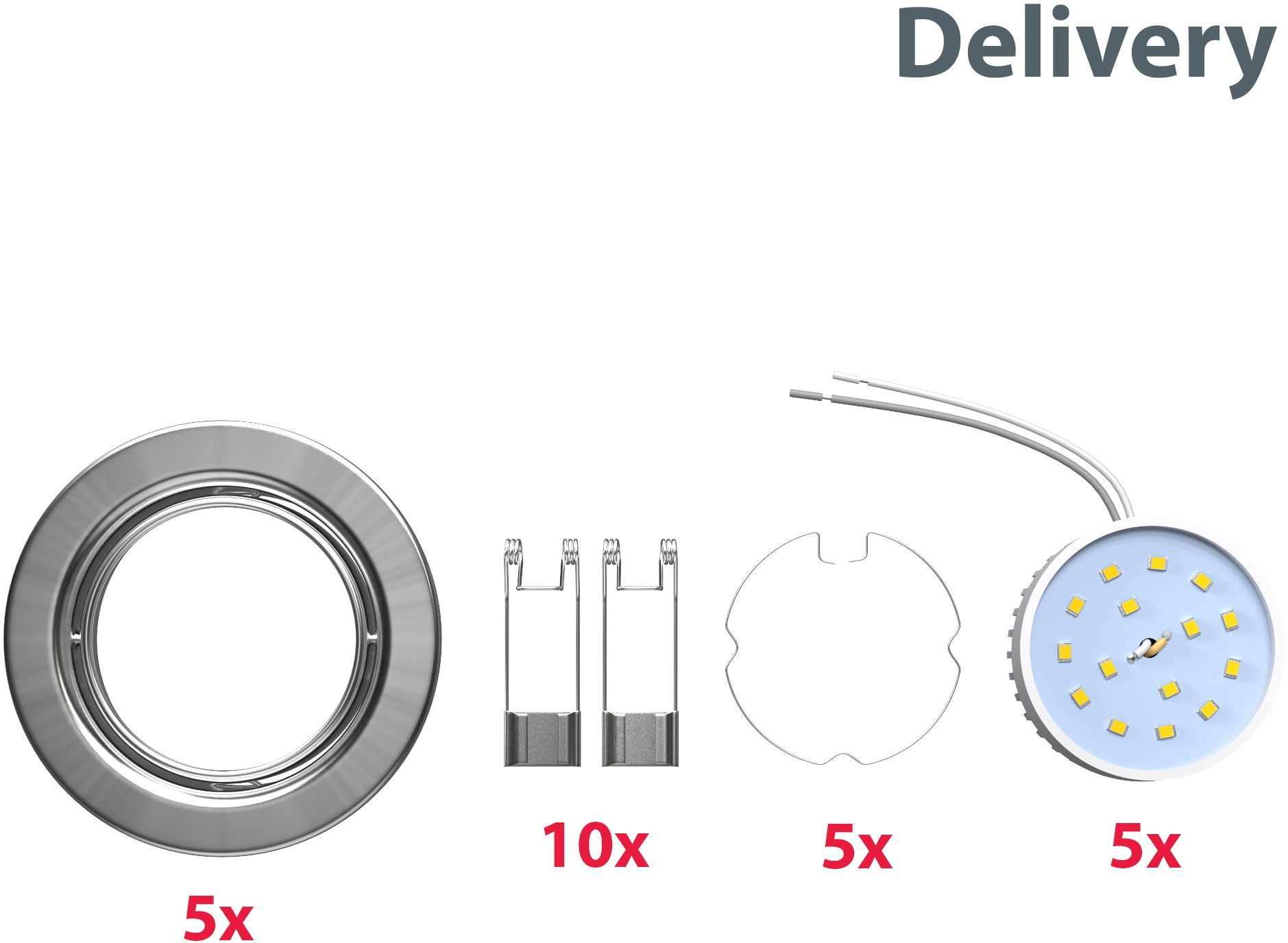 B.K.Licht LED Einbauleuchte, 5er Set, LED fest integriert, Kopf schwenkbar