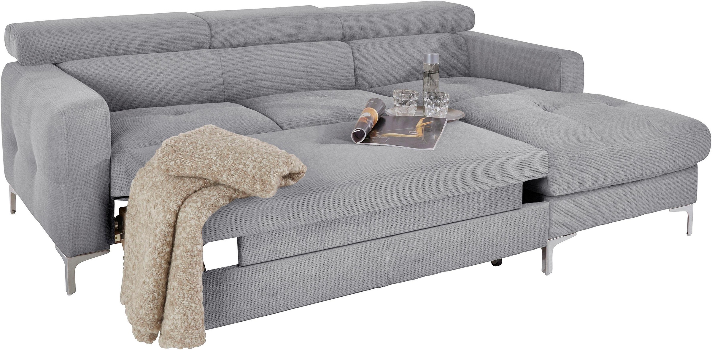 COTTA Ecksofa »Sammy L-Form«, mit Kopfteilverstellung, wahlweise mit Bettfunktion & Bettkasten