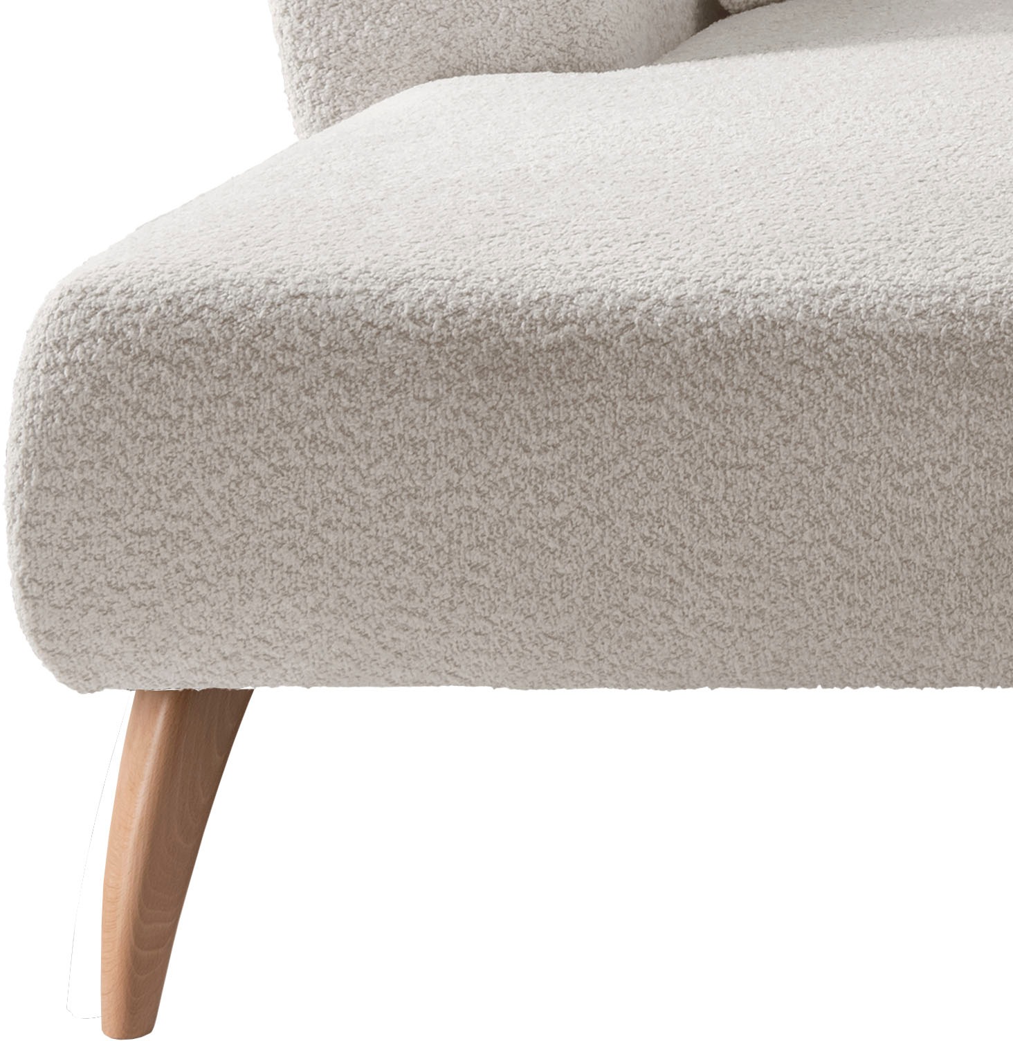 INOSIGN Ecksofa »Colori Polstermöbel mit zeitlos eleganter Rückenführung. L-Form«, Holzfußfarbe wählbar, inkl. 4x Zierkissen