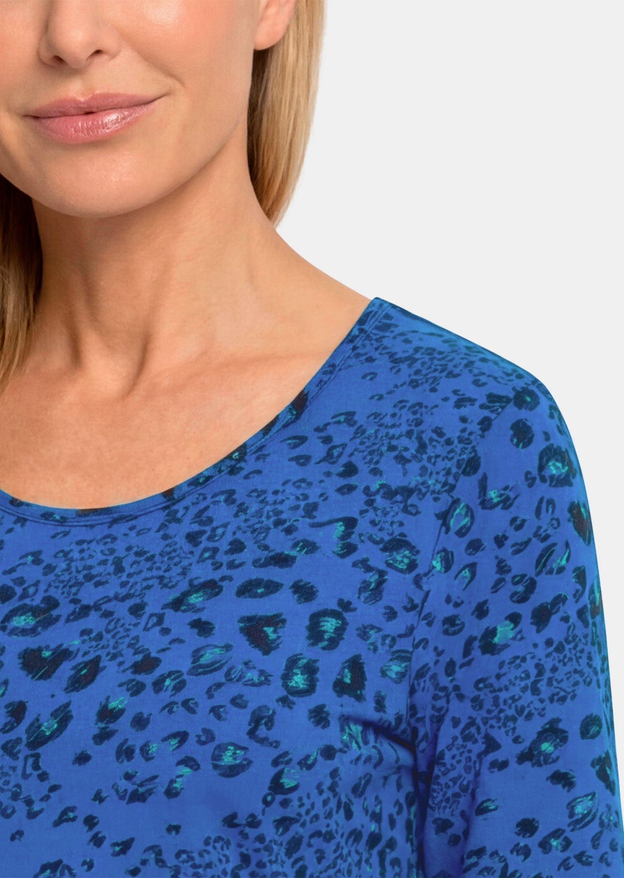 GOLDNER Kurzarmshirt »Viskoseshirt im Leo Look« stretchbequemer Viskosejersey