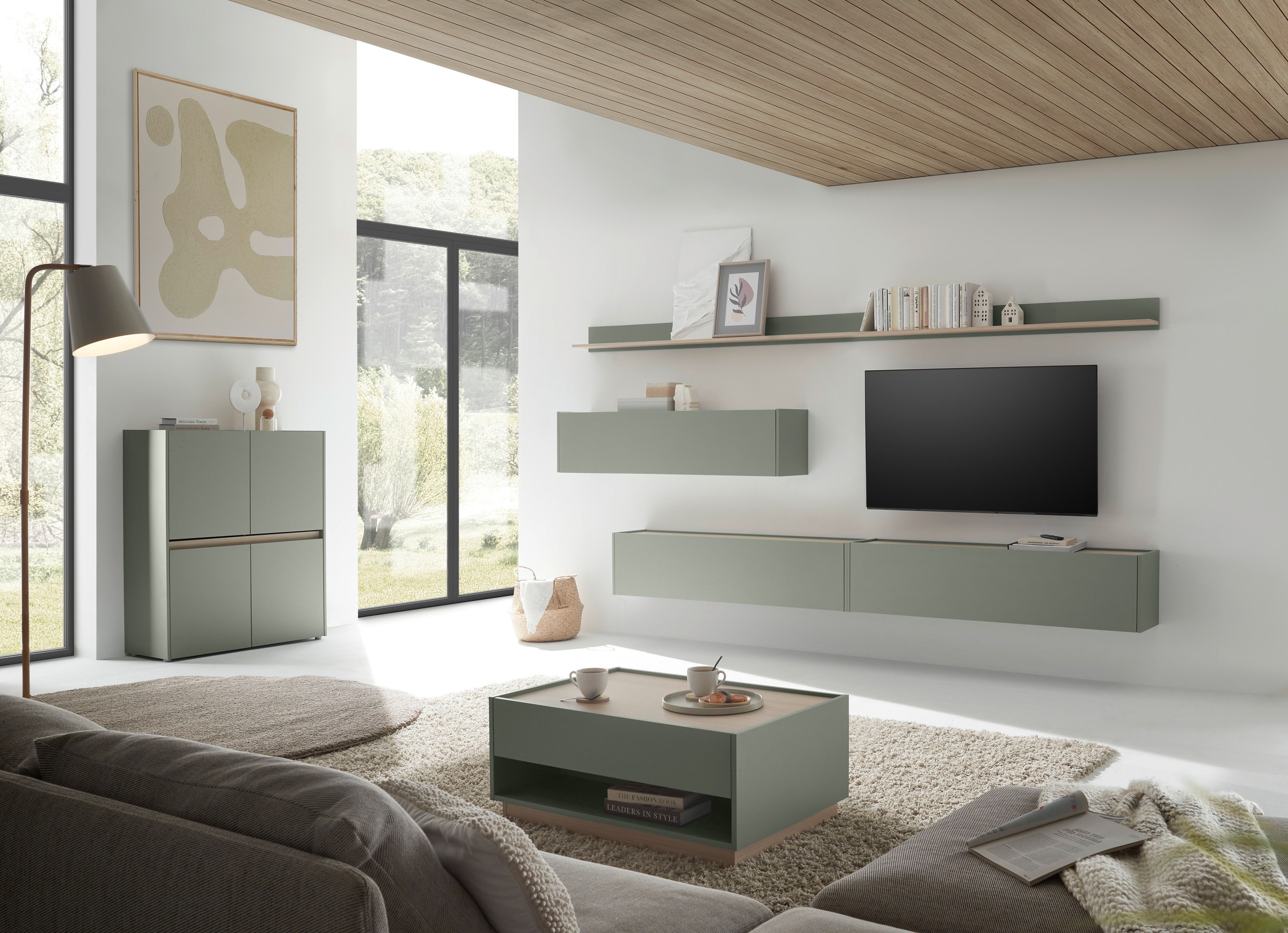 INOSIGN Wohnwand »City/Giron, moderne Anbauwand, Komplettset in vielen Farben verfügbar« Set, 5 Stk. tlg. enthält drei Hängeschränke & zwei Wandboards