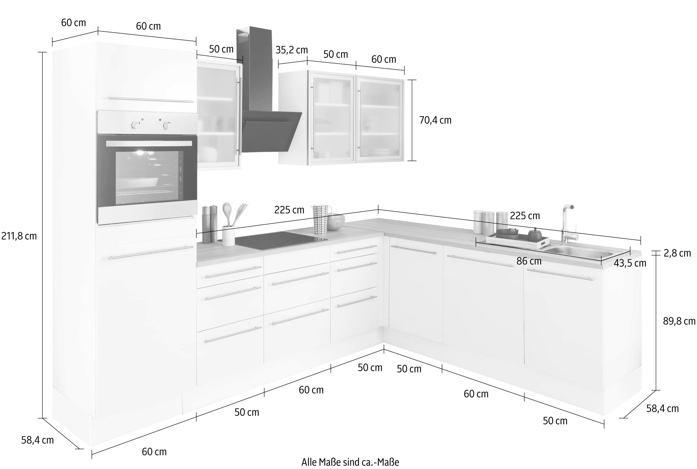 OPTIFIT Winkelküche »Bern«, Stellbreite 285x225 mit kaufen bei wahlweise OTTO cm, E-Geräten