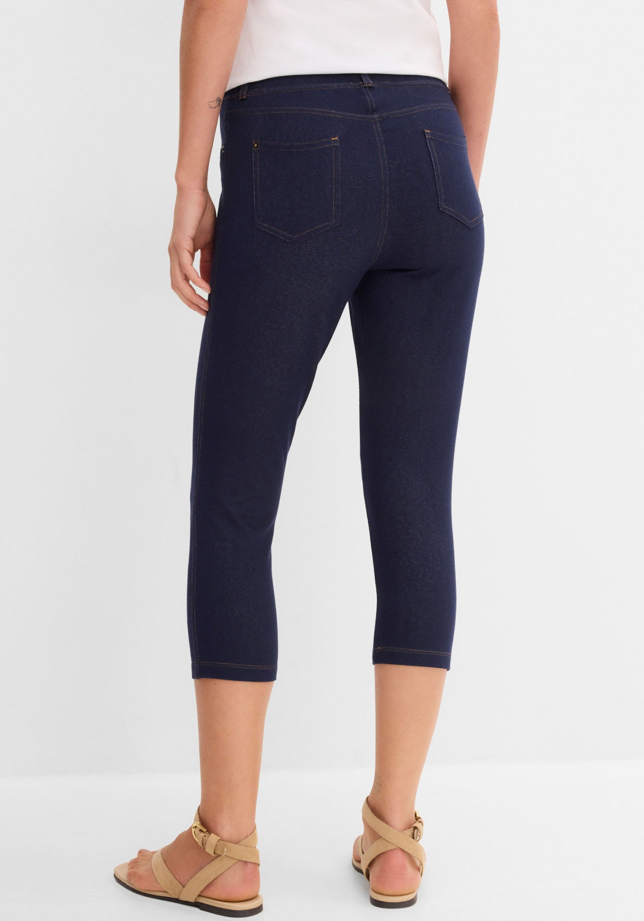 bonprix Caprileggings  in Jeansoptik, aus Baumwollmischung, Skinny Fit