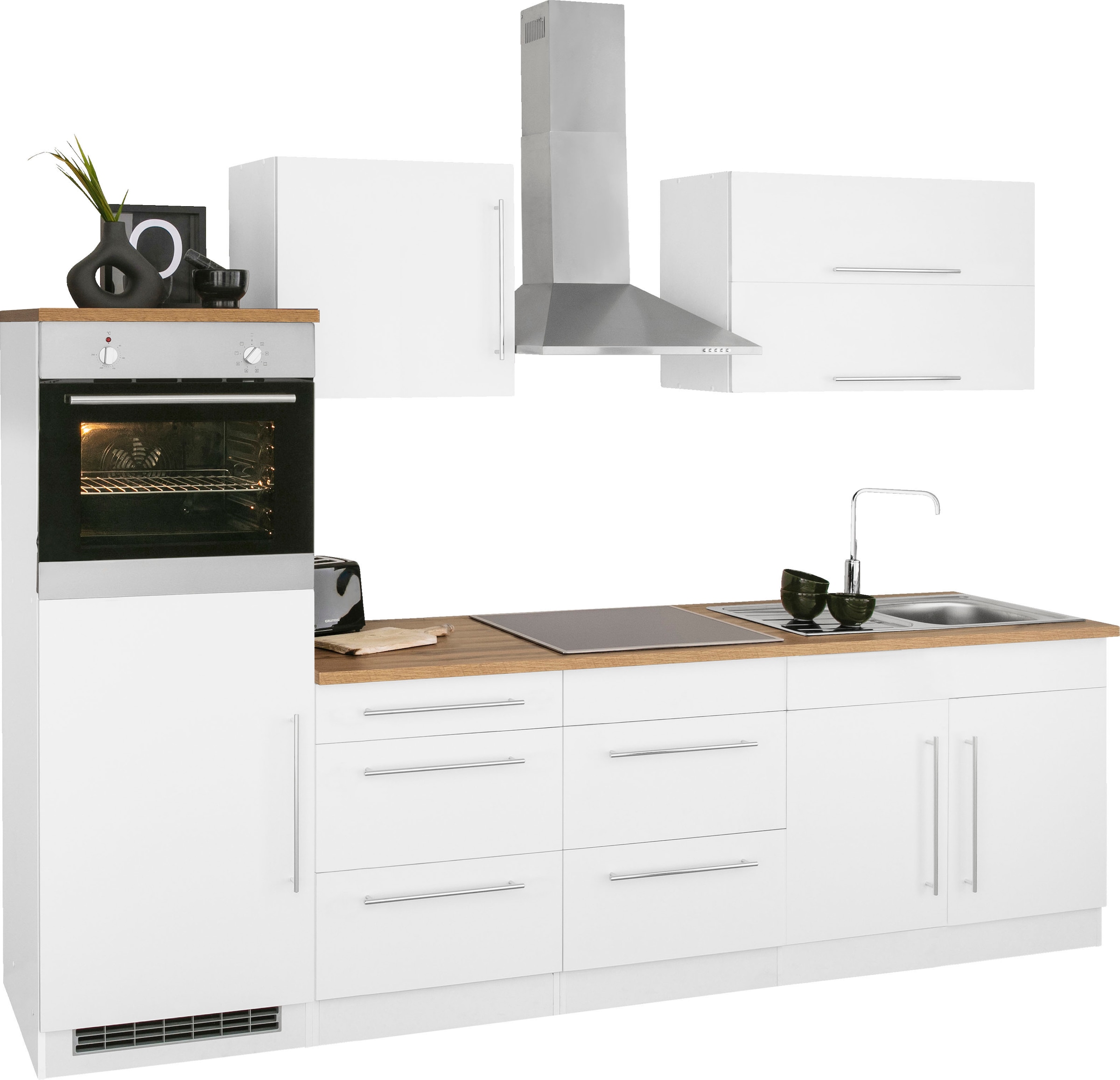 KOCHSTATION Küchenzeile »KS-Samos« Breite 270 cm, wahlweise mit E-Geräten und Induktionskochfeld