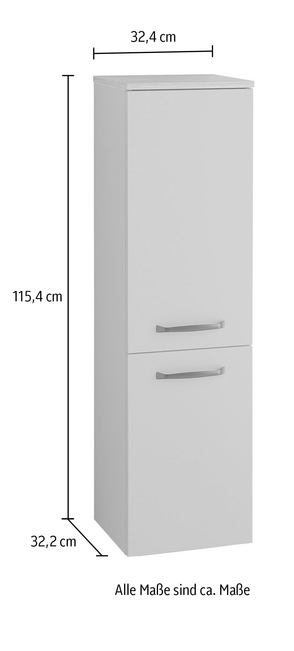 Saphir Midischrank »Quickset 500, Badschrank 32,4 cm breit, 2 Türen« 2 Einlegeböden, Badezimmer-Midischrank