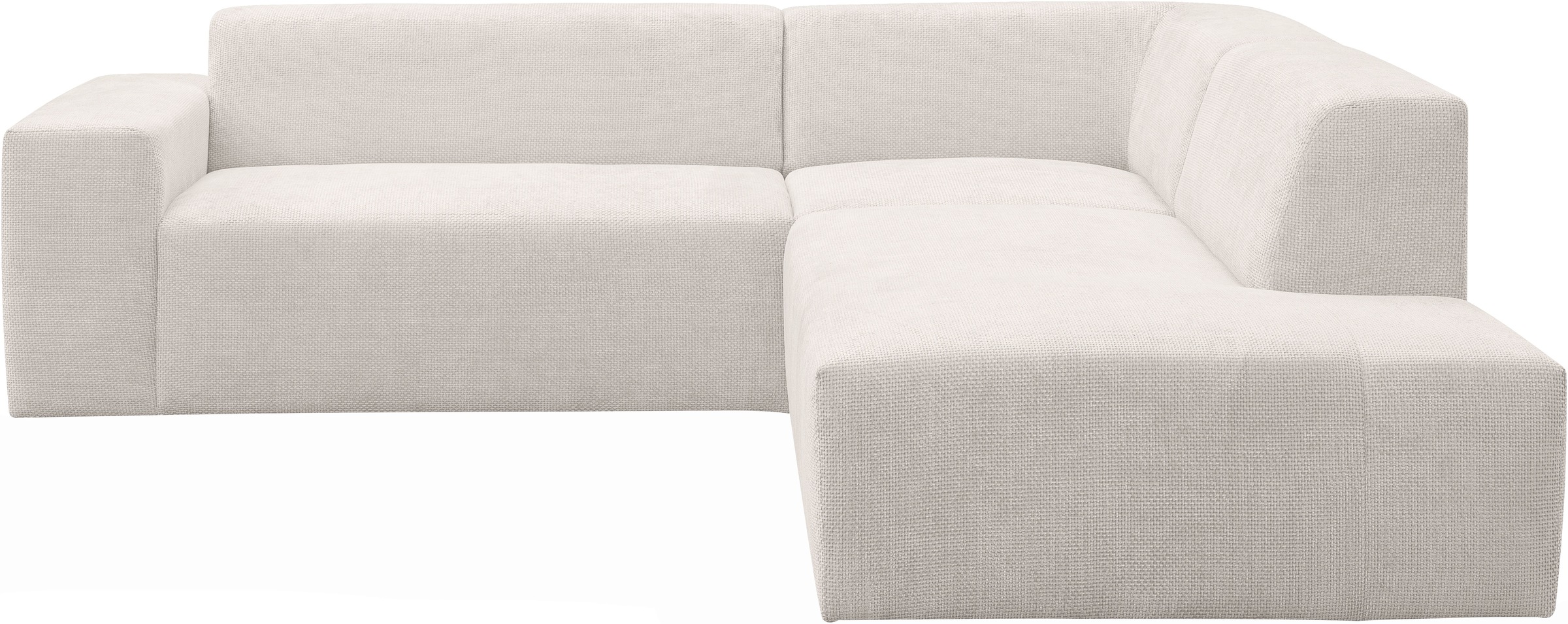 WERK2 Ecksofa »Zeus-M, tolles Sofa mit schönen Details, L-Form« Curvy Trend Garnitur, urbane Optik, komfortable Wellenunterfederung
