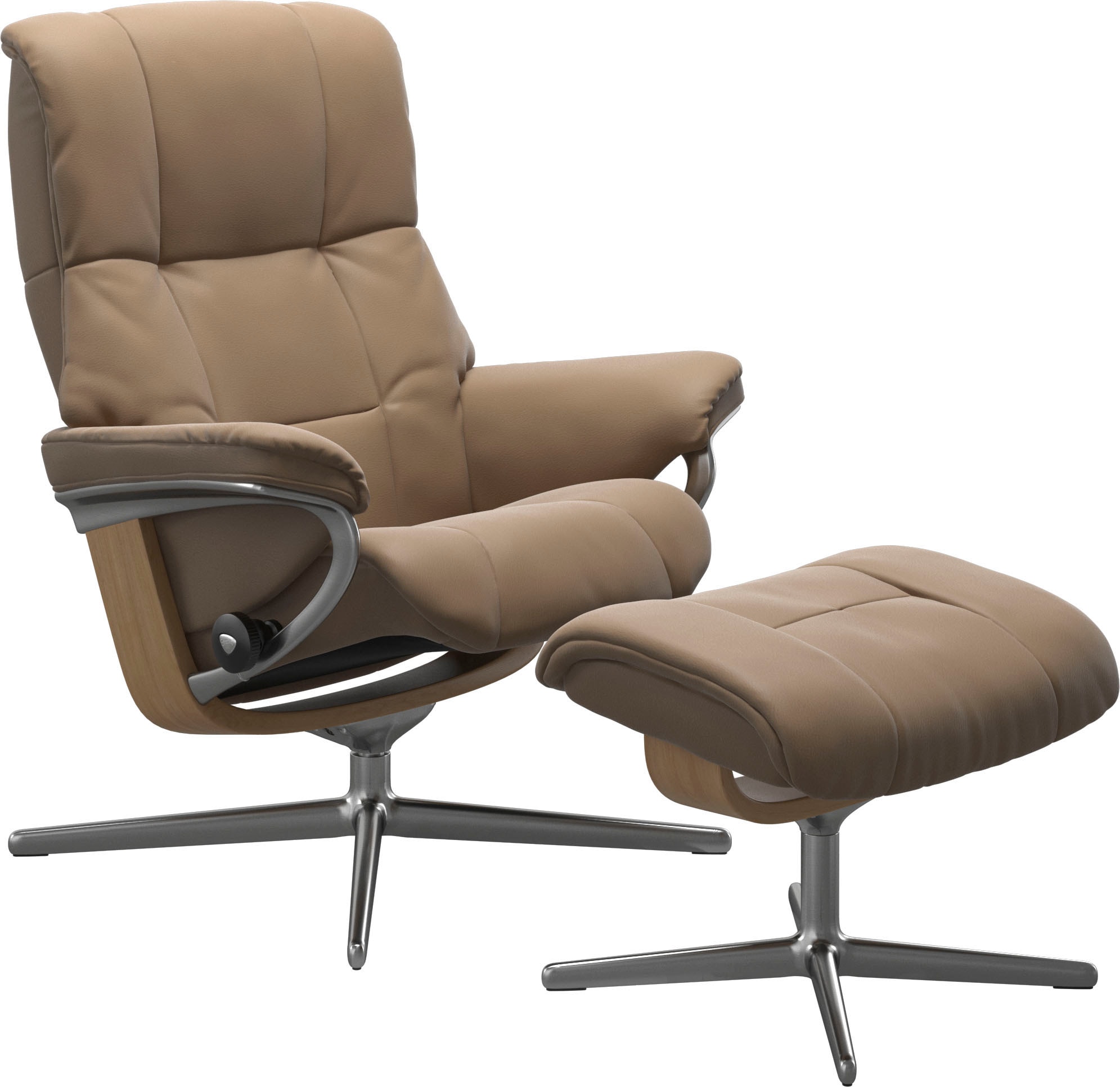 Stressless® Relaxsessel »Mayfair«, (Set, Relaxsessel mit Hocker), mit Hocker, mit Cross Base, Größe S, M & L, Holzakzent Eiche