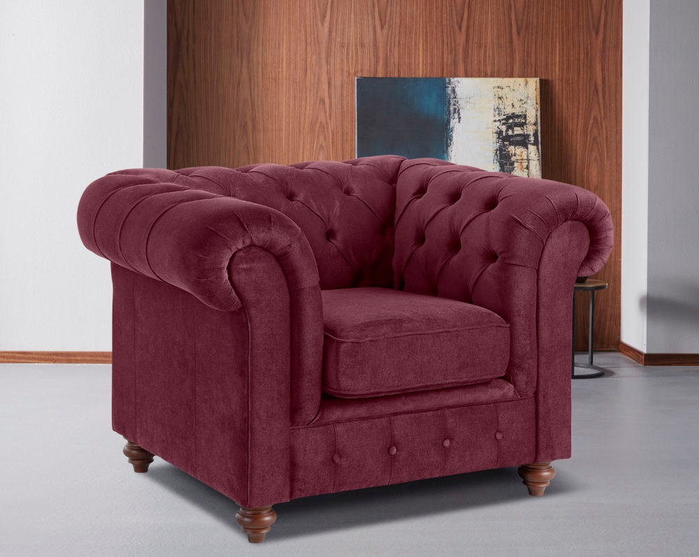 Home affaire Sessel »Chesterfield B/T/H: 105/69/74 cm«, mit hochwertiger Knopfheftung, auch in Leder