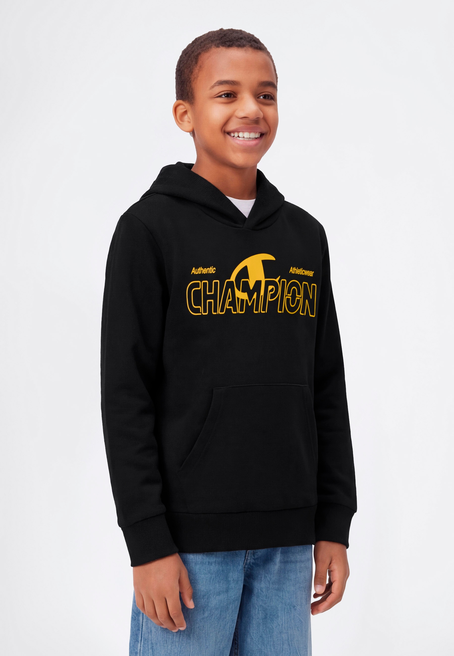 Champion Kapuzensweatshirt »Graphic Terry Hoodie«, für Kinder, sportlicher Stil, mit Kapuze, bequemer Schnitt
