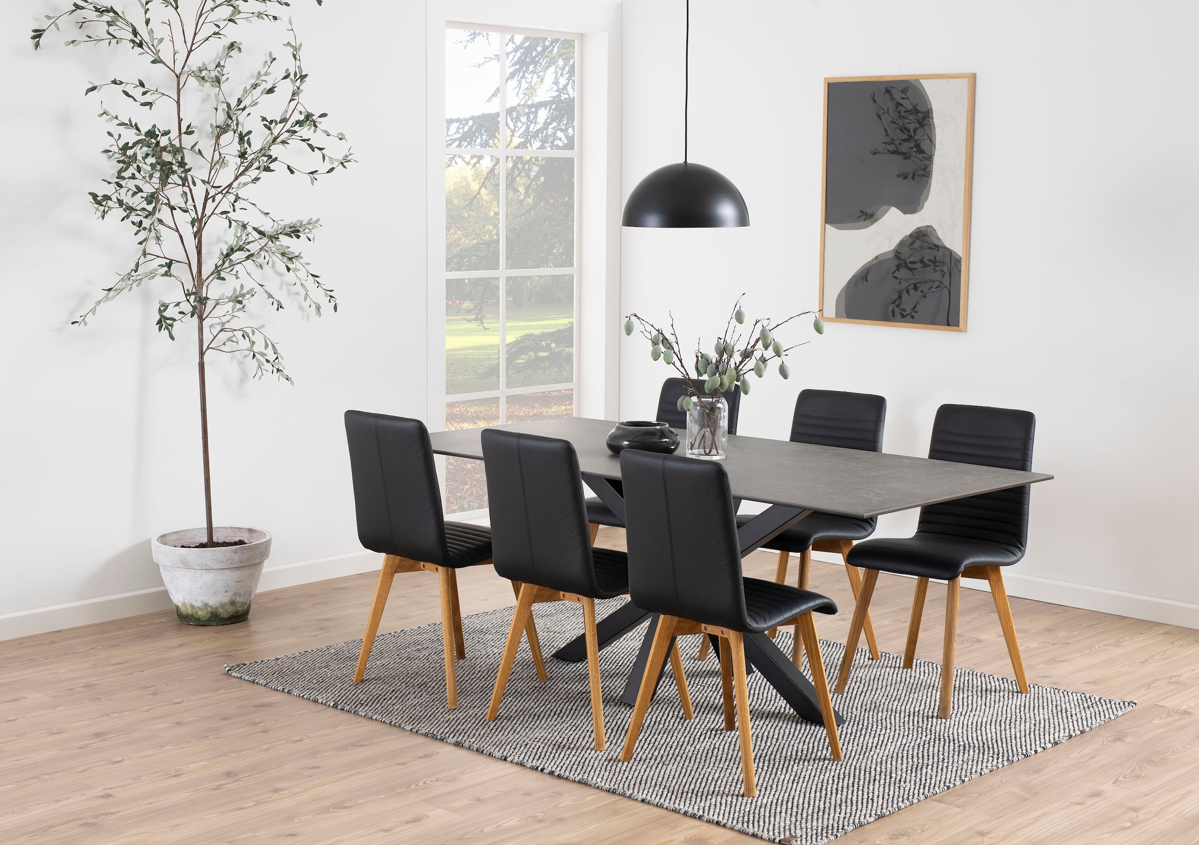 ACTONA GROUP Esstisch »Hanna, TOPSELLER!«, (Tisch, Esstisch), mit einer schwarzen Keramik-Optik Tischplatte, Breite 200 cm