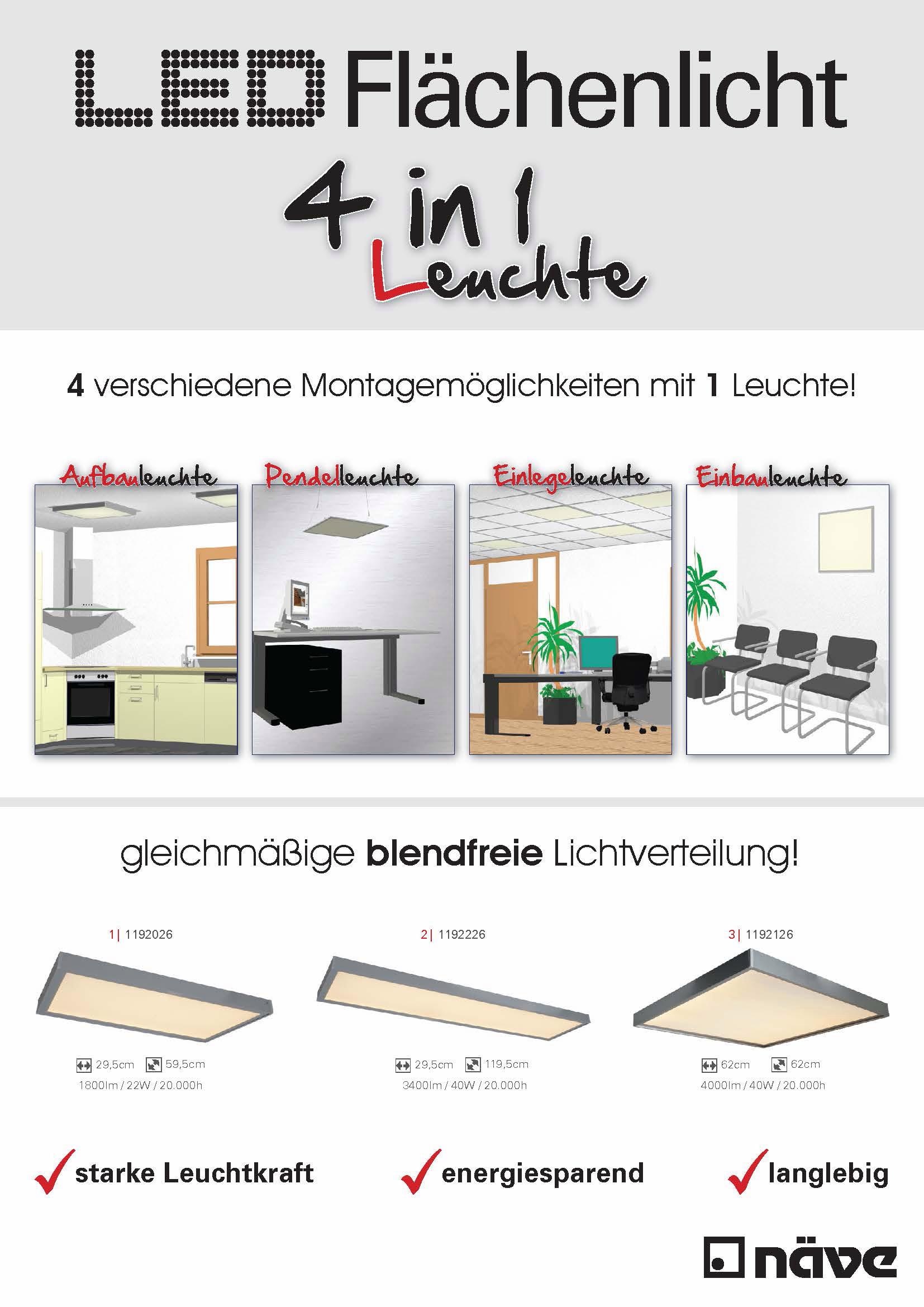 näve LED Panel »Diversity«, 1 flammig-flammig, Energieeffiziensklasse F,  incl. Rahmen, Klammern u. Seilabhängung online bei OTTO