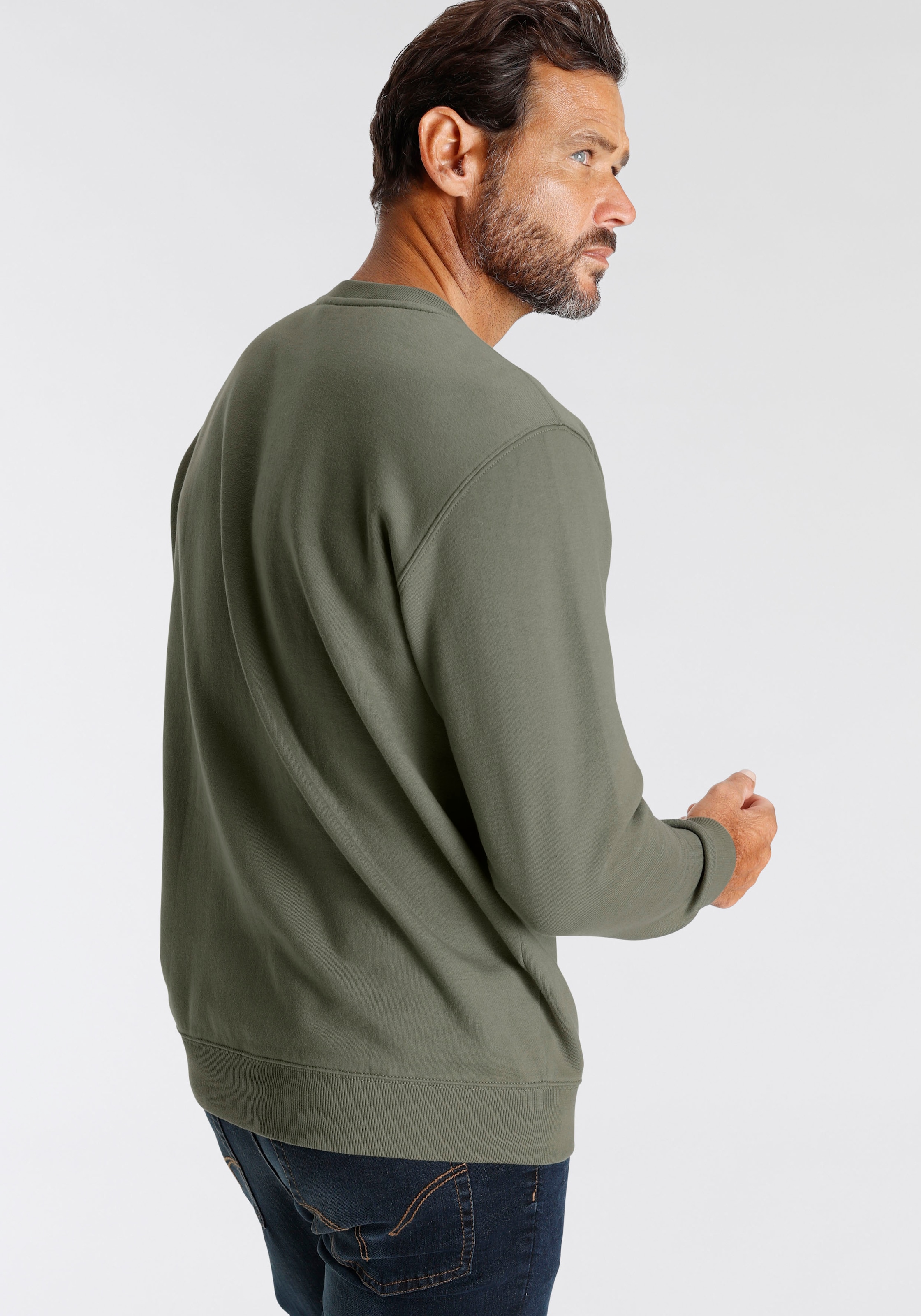 Man's World Sweatshirt, Langarm, lässiger Print, Rundhals, aus Baumwollmischung