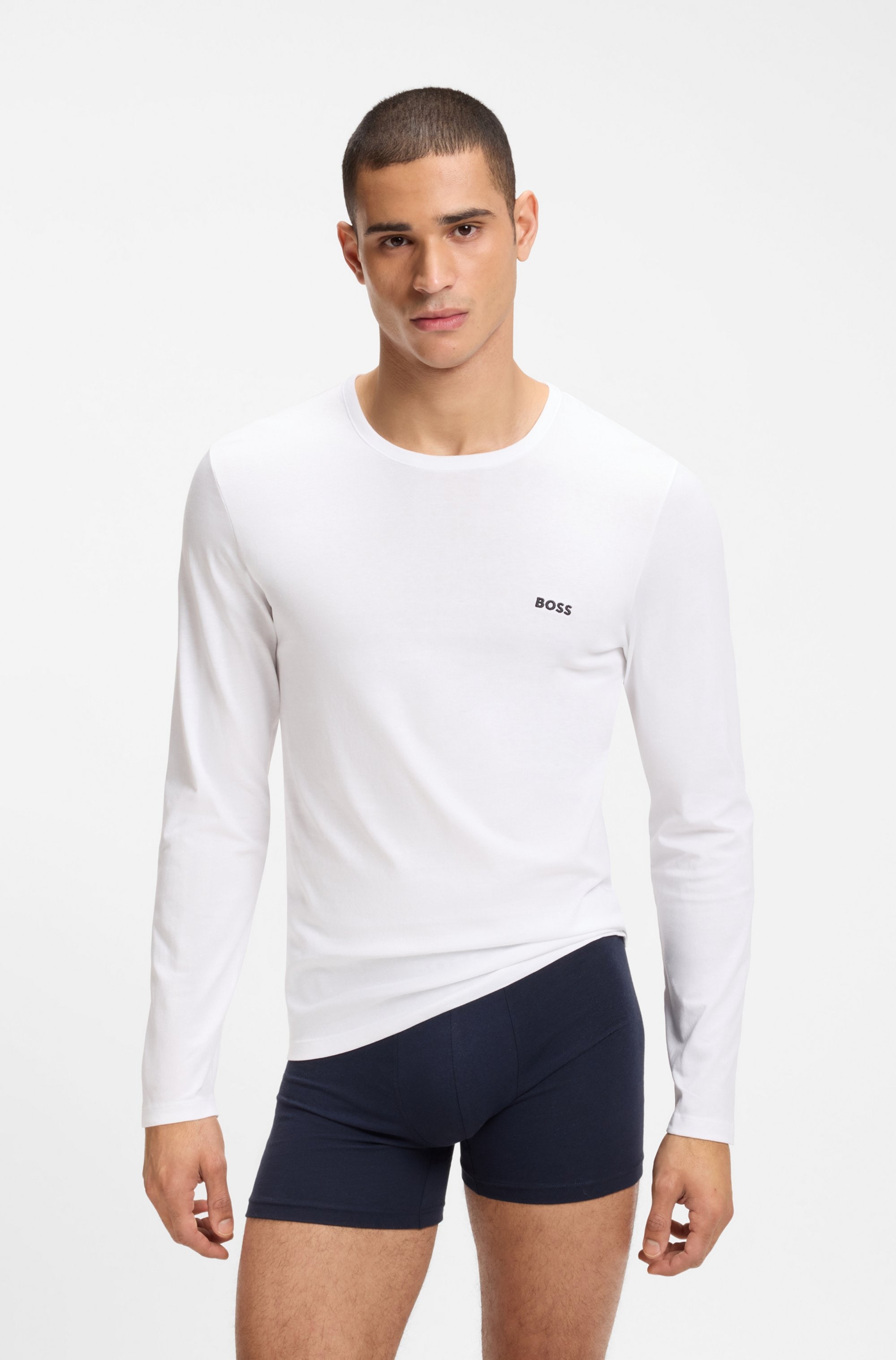 BOSS Langarmshirt »longsleeve-Shirt R-Neck Classic COTTON 3pcs/pack« 3 Stk. mit BOSS Logo-Schriftzug