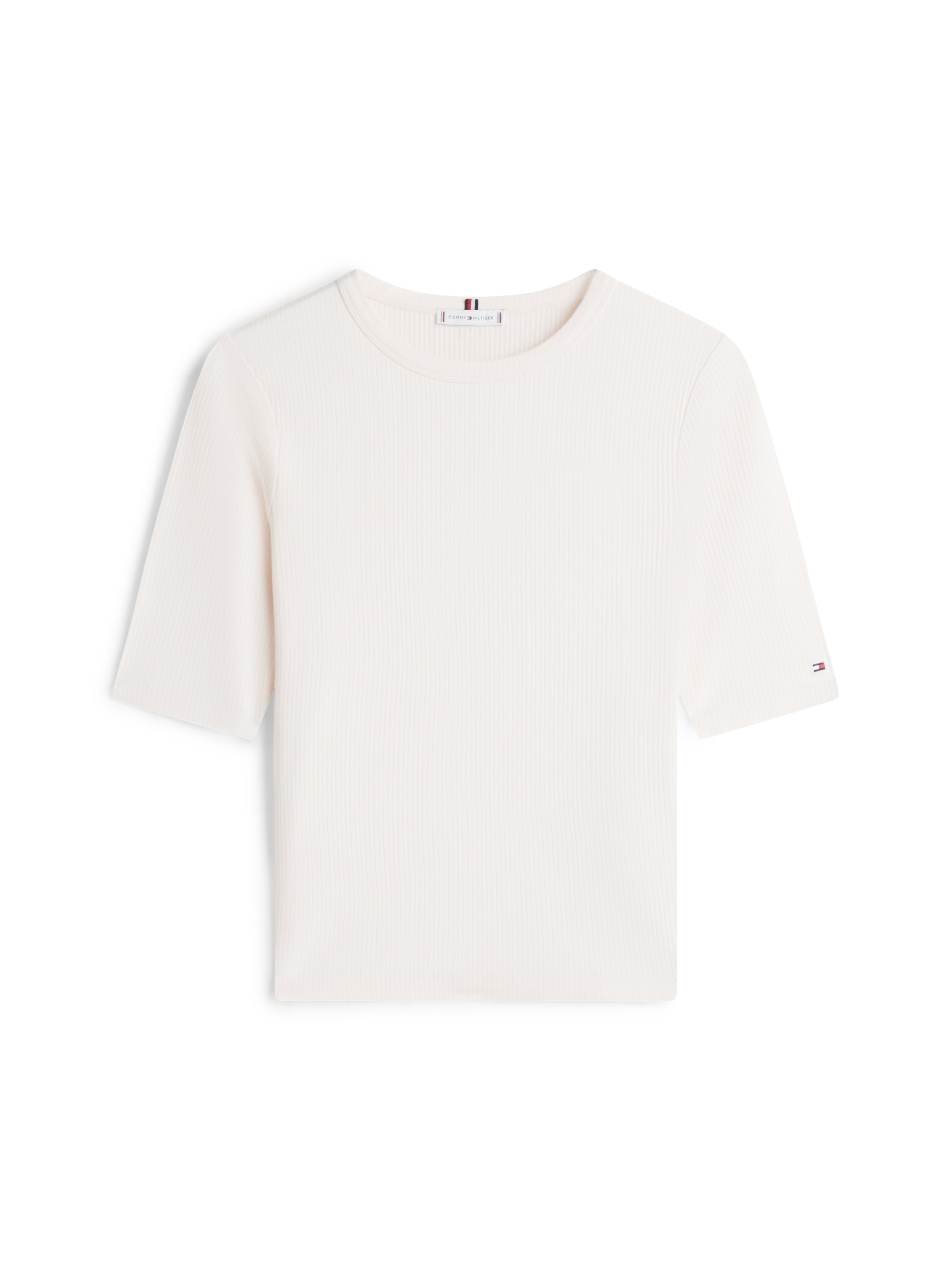 Tommy Hilfiger Kurzarmshirt »SLIM 5X2 RIB C-NK 1/2 SLV mit Rundhals und Rippstruktur« unifarben, casual, slim fit, Viskosemix, Rundhals