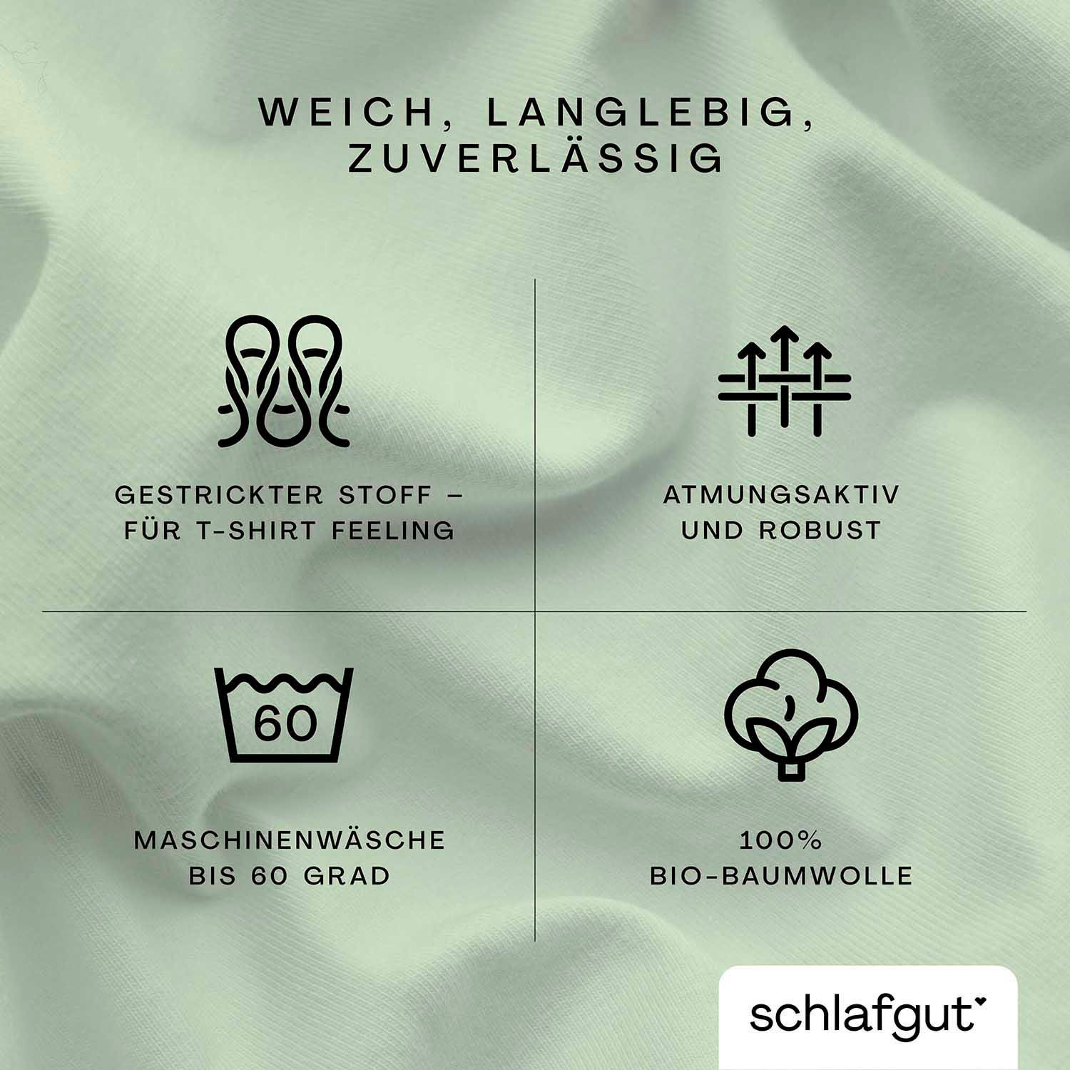 Schlafgut Spannbettlaken »CASUAL u.a. in Gr. 90x200, 140x200 oder 180x200 cm, 100% Bio-Baumwolle«, Bettlaken für Matratzen bis 25 cm Höhe, zuverlässig, langlebig, weich