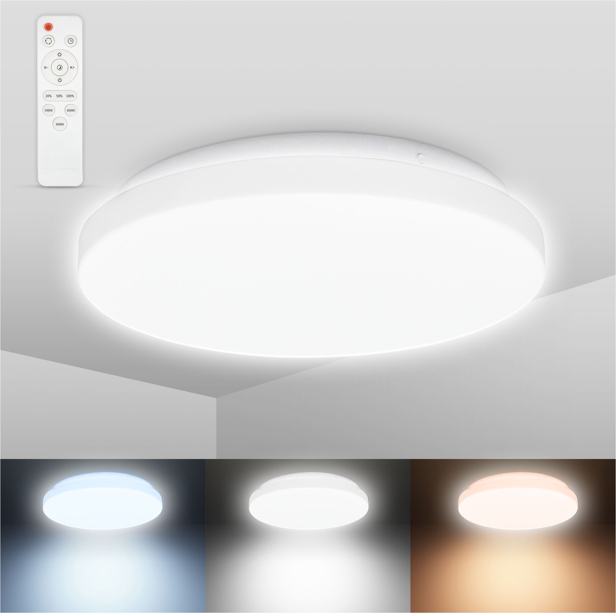 LED Deckenleuchte »CCT-LED Bad-Deckenlampe, Badleuchte mit Fernbedienung«, 1...