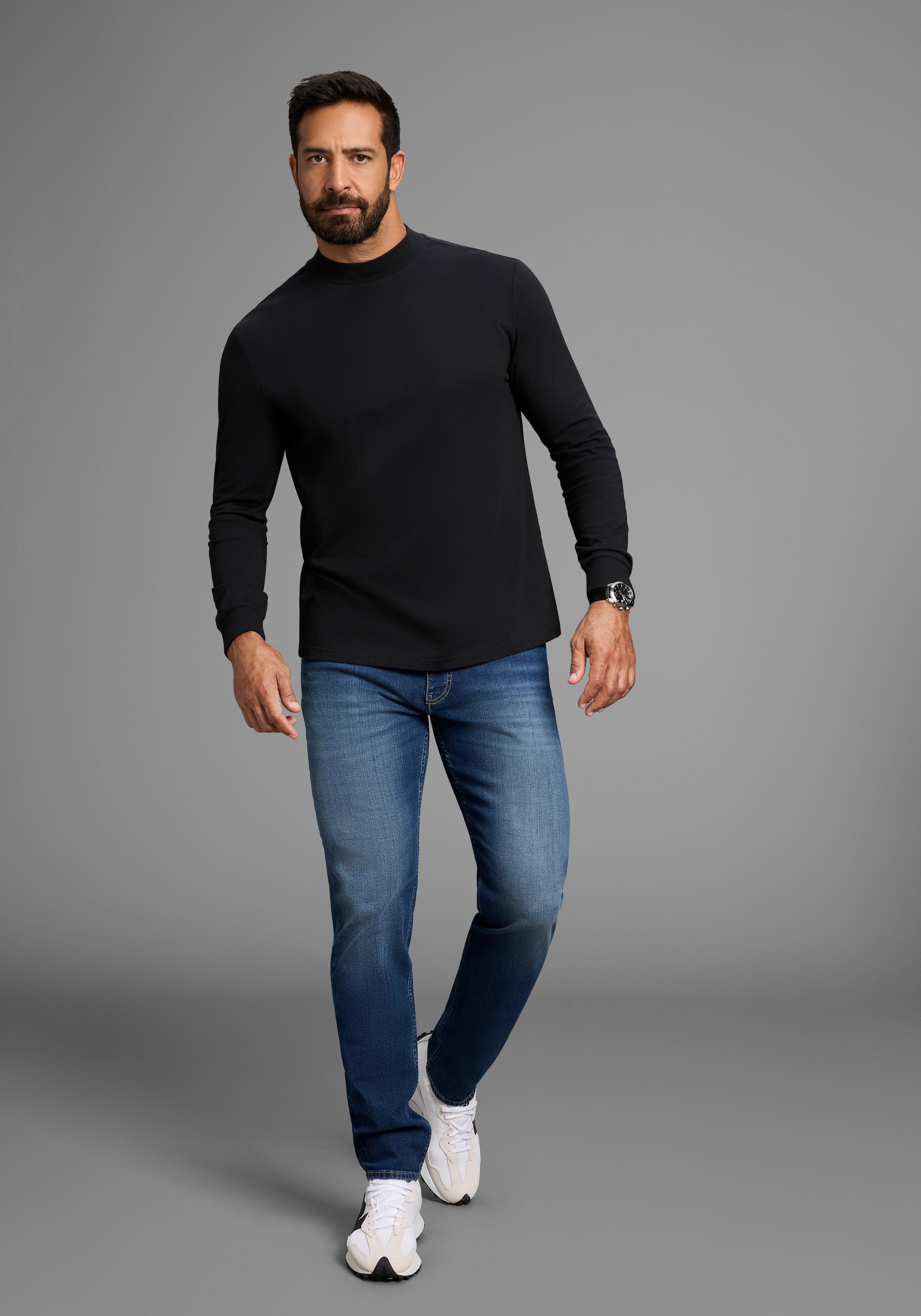 Man's World Stehkragenshirt »Neue Kollektion!«, mit Bündchen