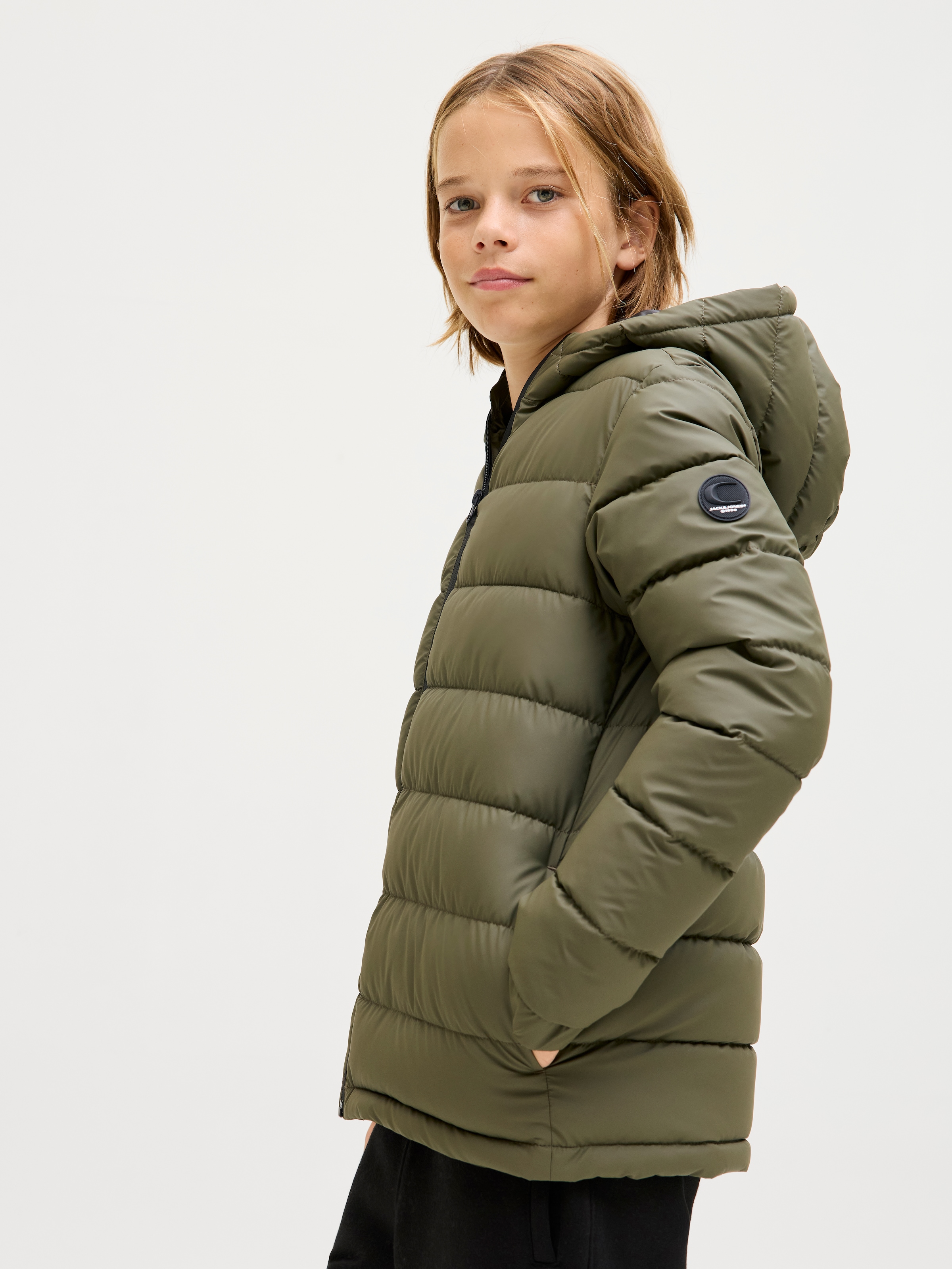 Jack & Jones Junior Steppjacke »JCOPOINT PU PUFFER JACKET BF JNR« mit Kapuze