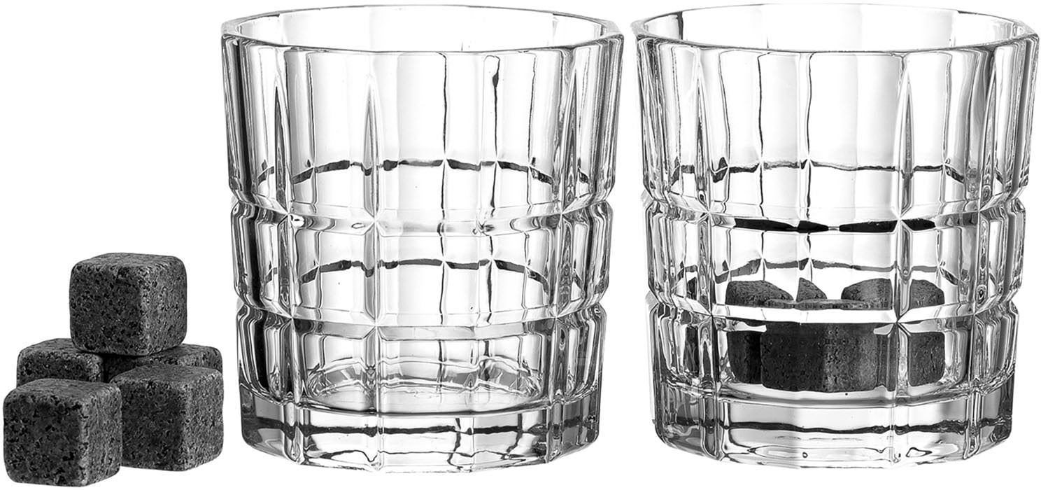 Whiskyglas »D.O.F. SPIRITII 2er-Set & 8 Kühlsteine«, (Set, 10 tlg.), 360 ml