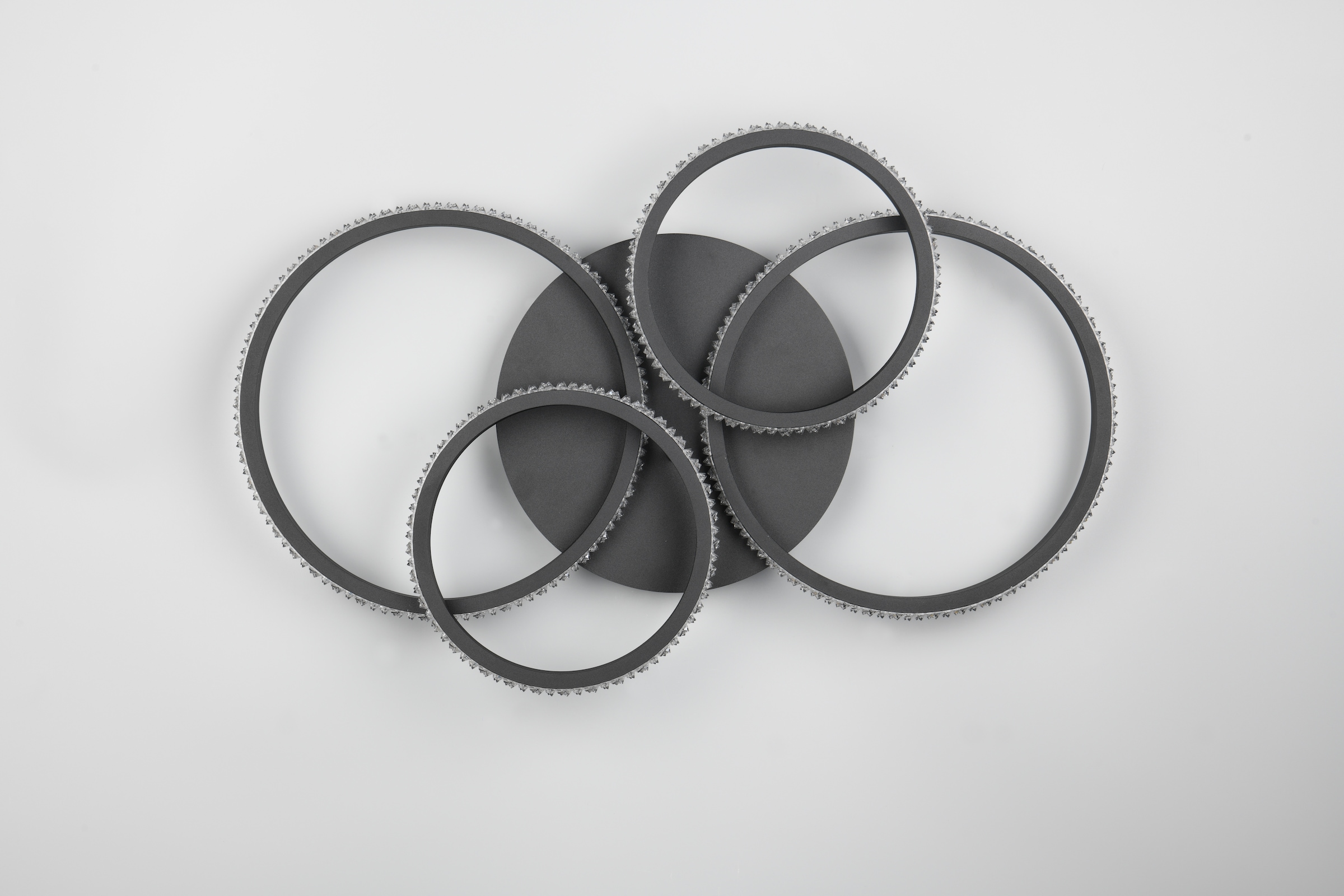 REALITY Leuchten LED Deckenleuchte »CIRES, LED Deckenlampe mit 4 schwenkbaren LED-Ringen, kaltweiß 4000K« LED-Board 1 Stk. Kaltweiß 3400 Lumen 27W, in 3 Stufen dimmbar mit Acryl Kristallen verzierte LED