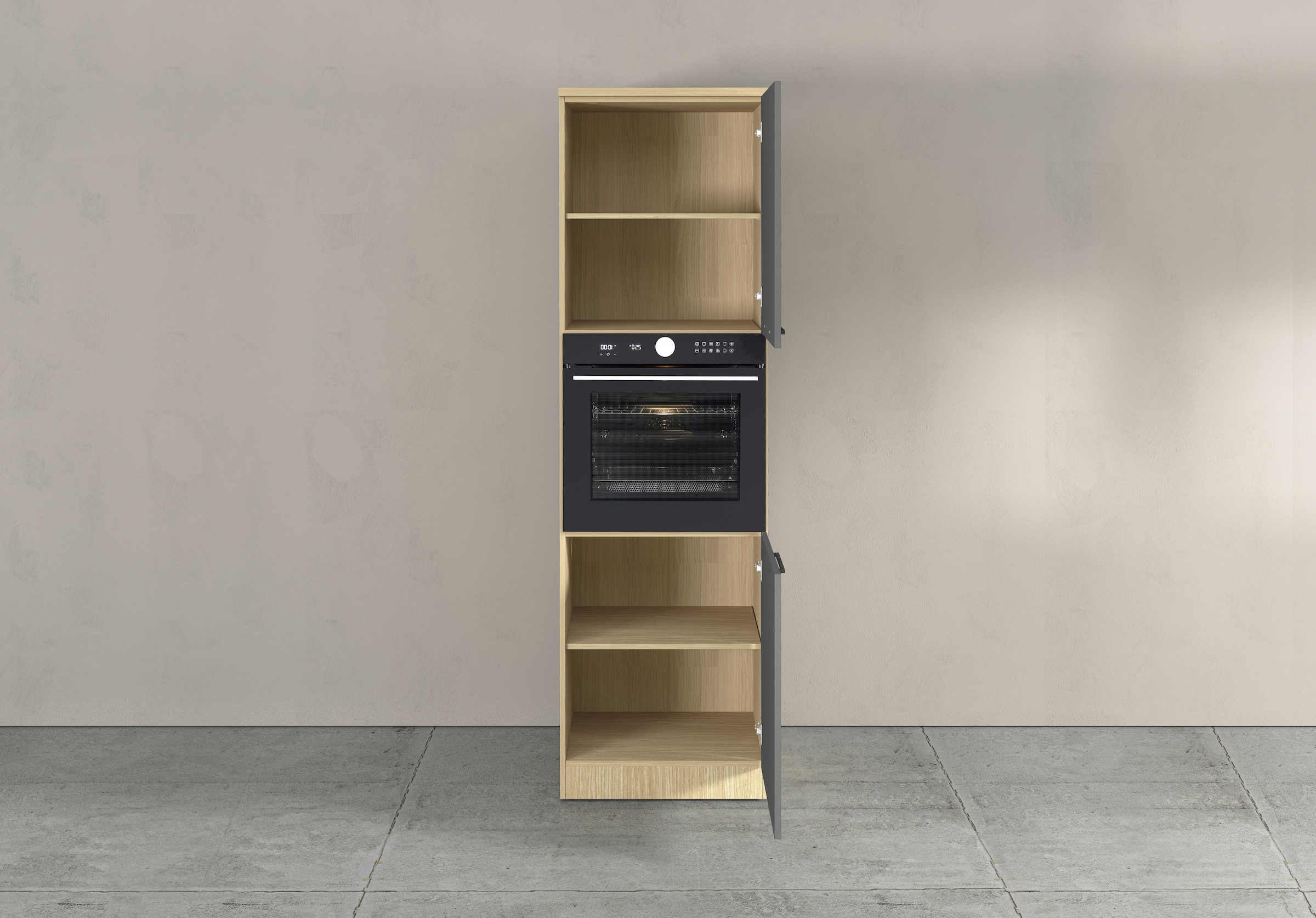 KOCHSTATION Backofenumbauschrank »Luna, Backofenschrank, Backofen-Hochschrank, Made in Italy« B/T/H: 60×60×214,5 cm, Oberplatte mit 25 mm Stärke